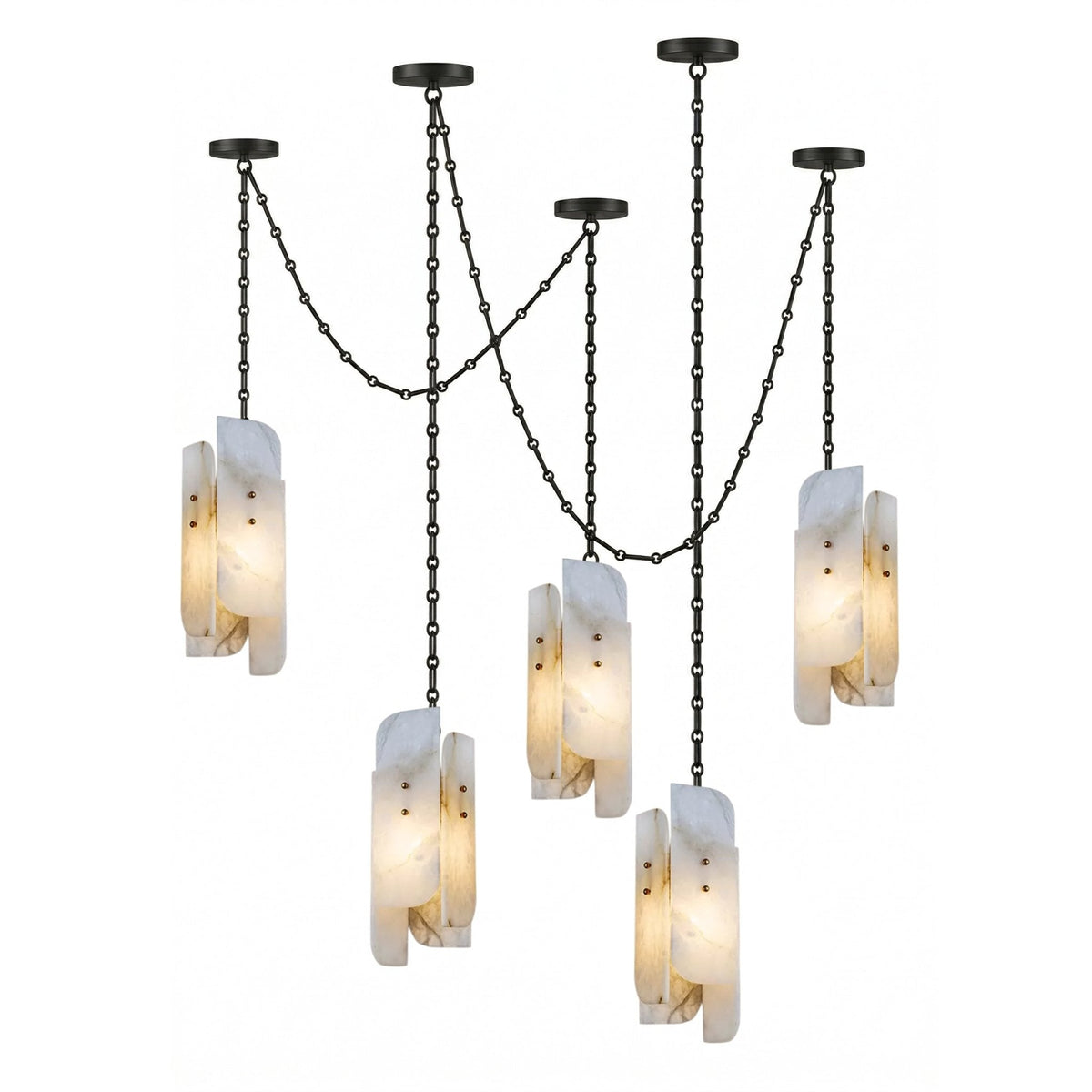 Aurevian Cascading Chain Cluster Chandelier