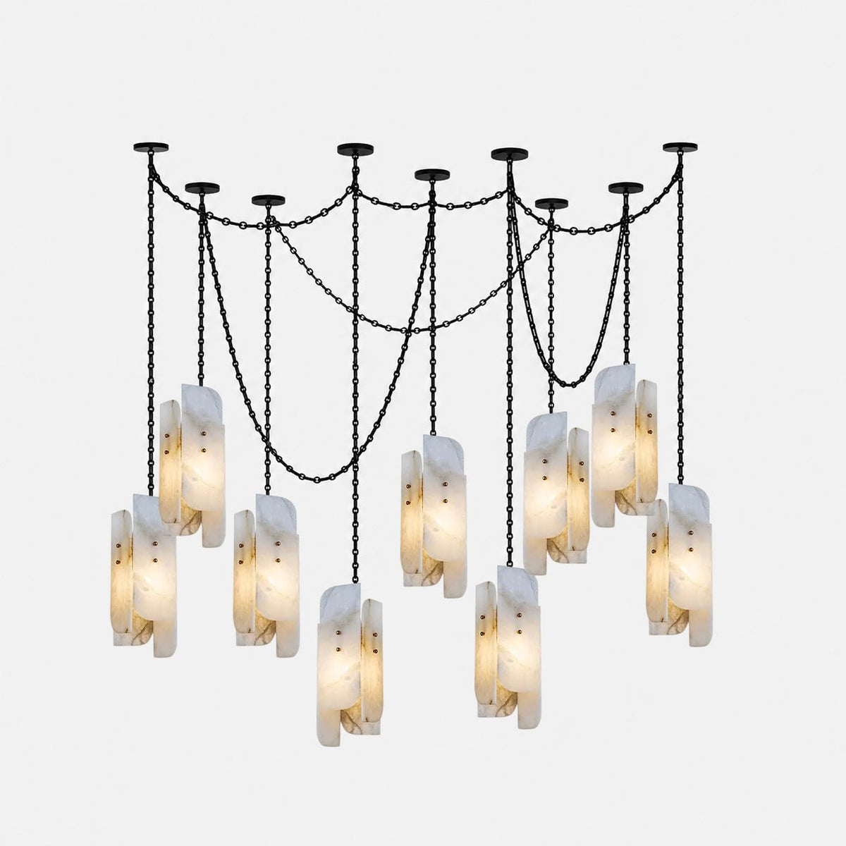 Aurevian Cascading Chain Cluster Chandelier
