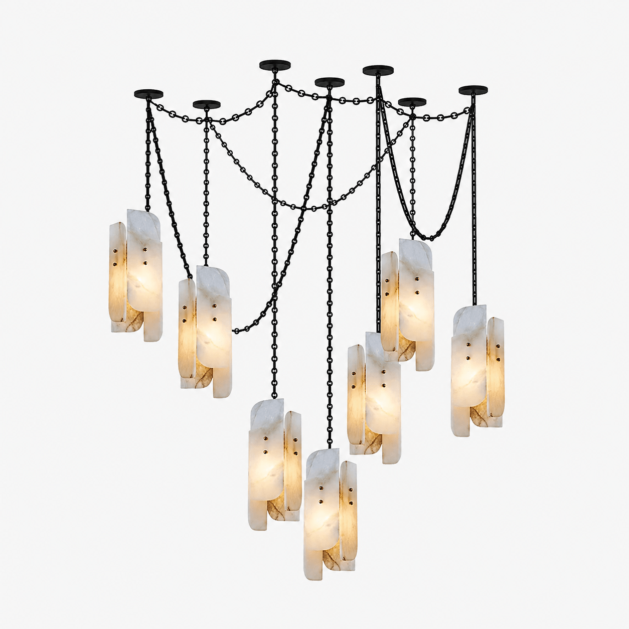 Aurevian Cascading Chain Cluster Chandelier