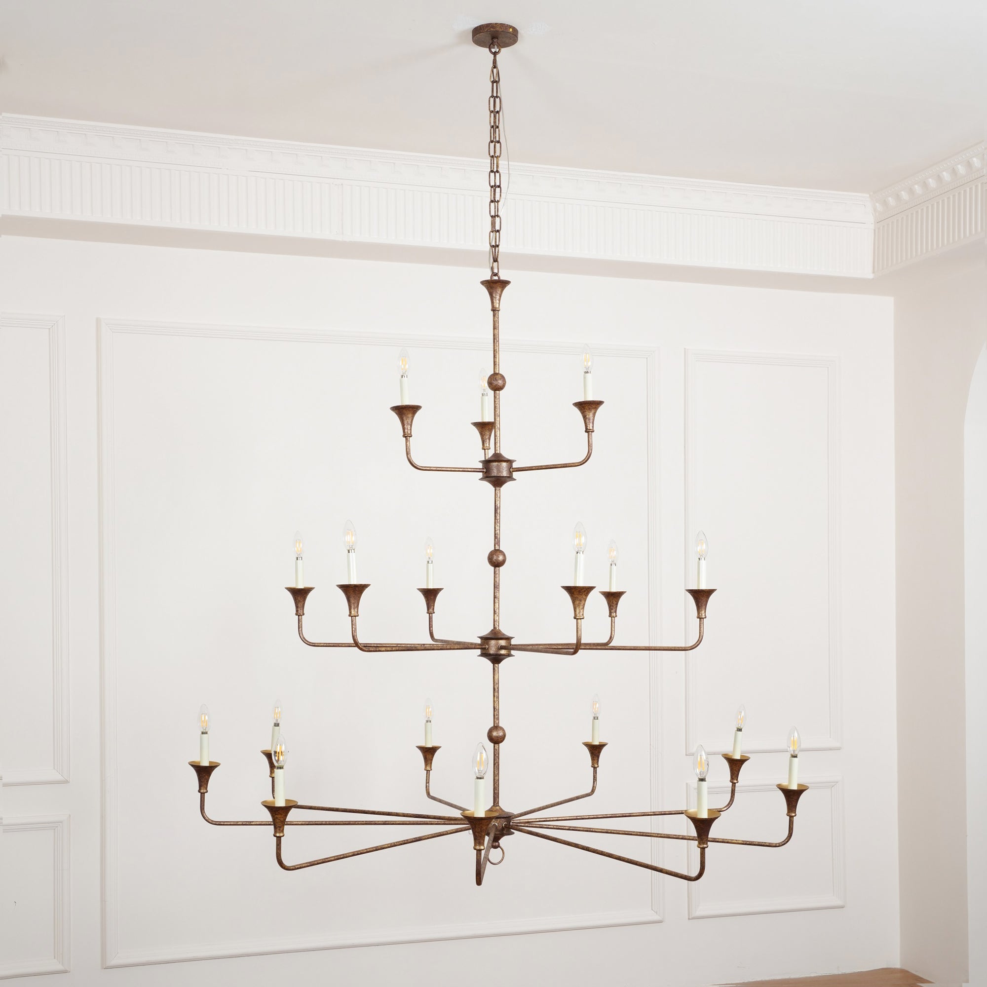 Wisp Grande Vintage Industrial Bronze Chandelier - Neutral Decor