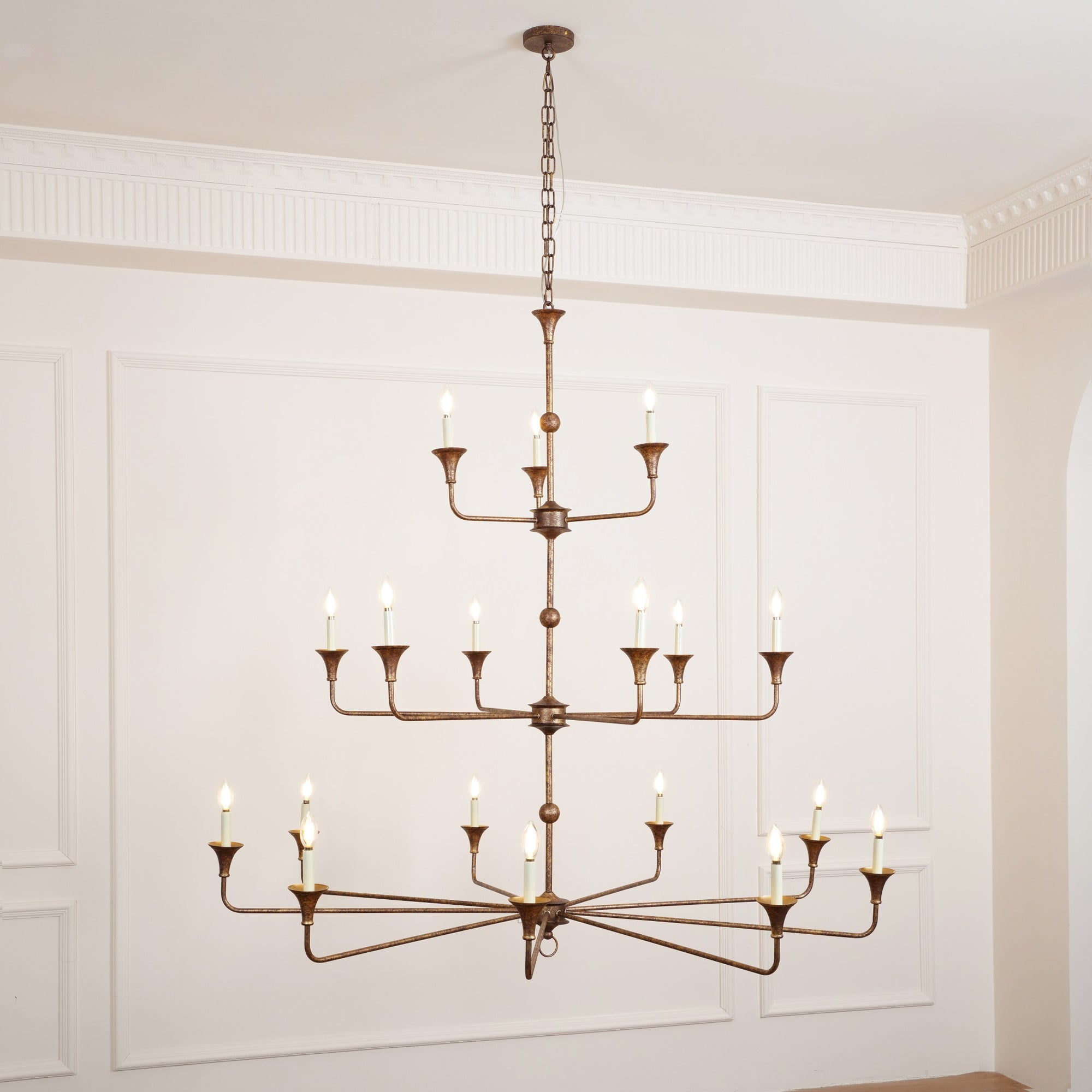 Wisp Grande Vintage Industrial Bronze Chandelier - Neutral Decor