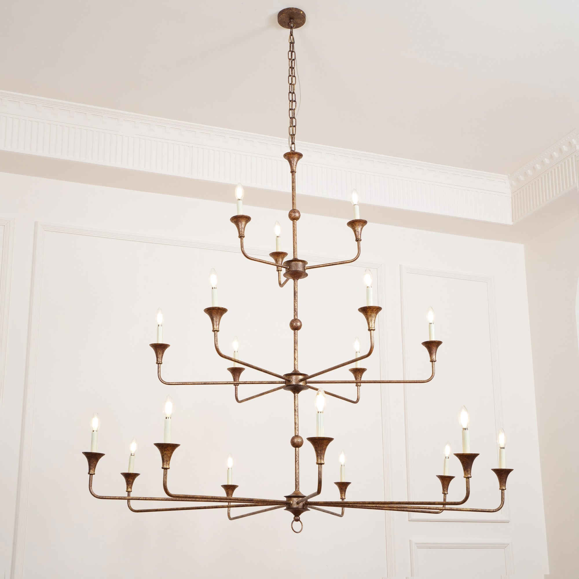 Wisp Grande Vintage Industrial Bronze Chandelier - Neutral Decor