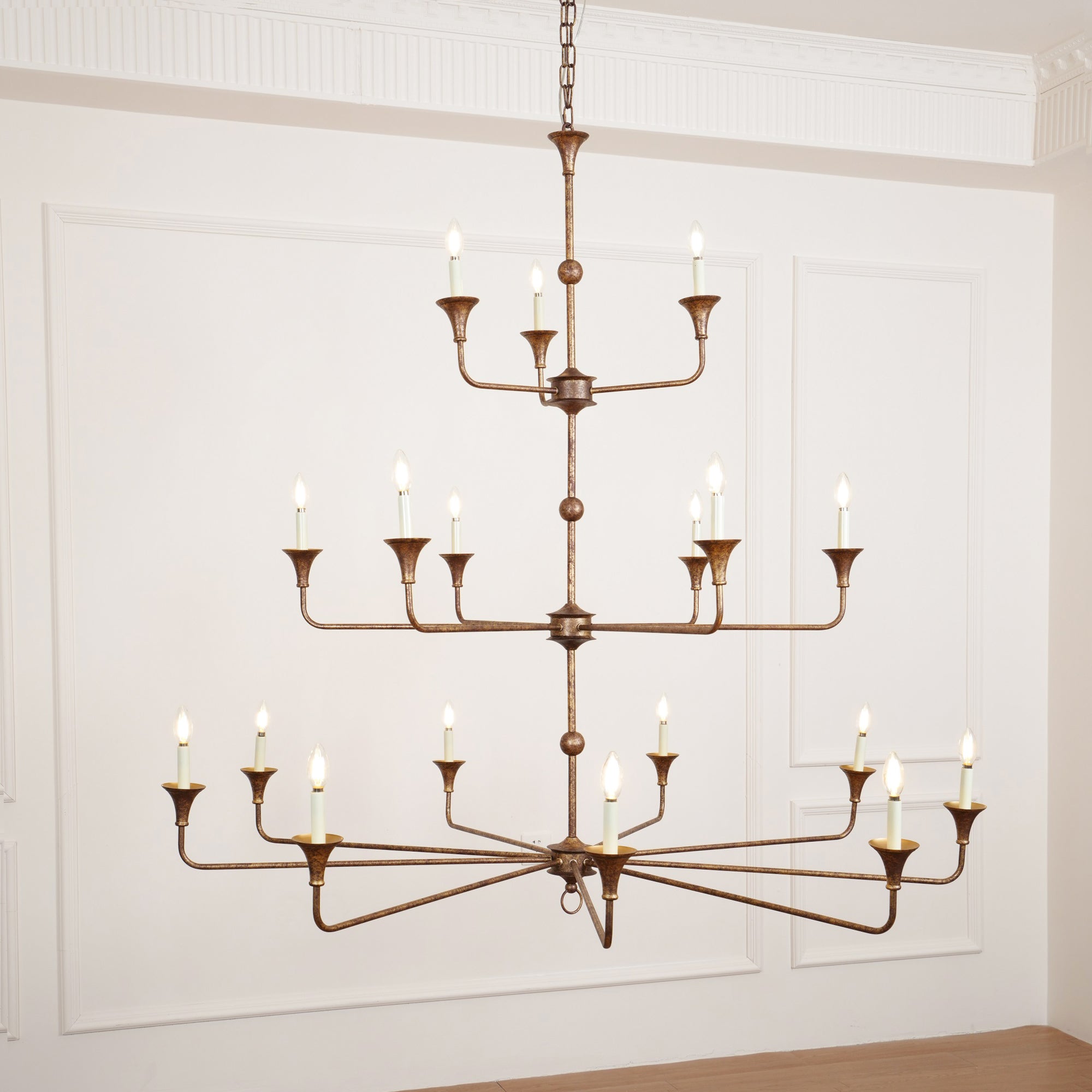 Wisp Grande Vintage Industrial Bronze Chandelier - Neutral Decor
