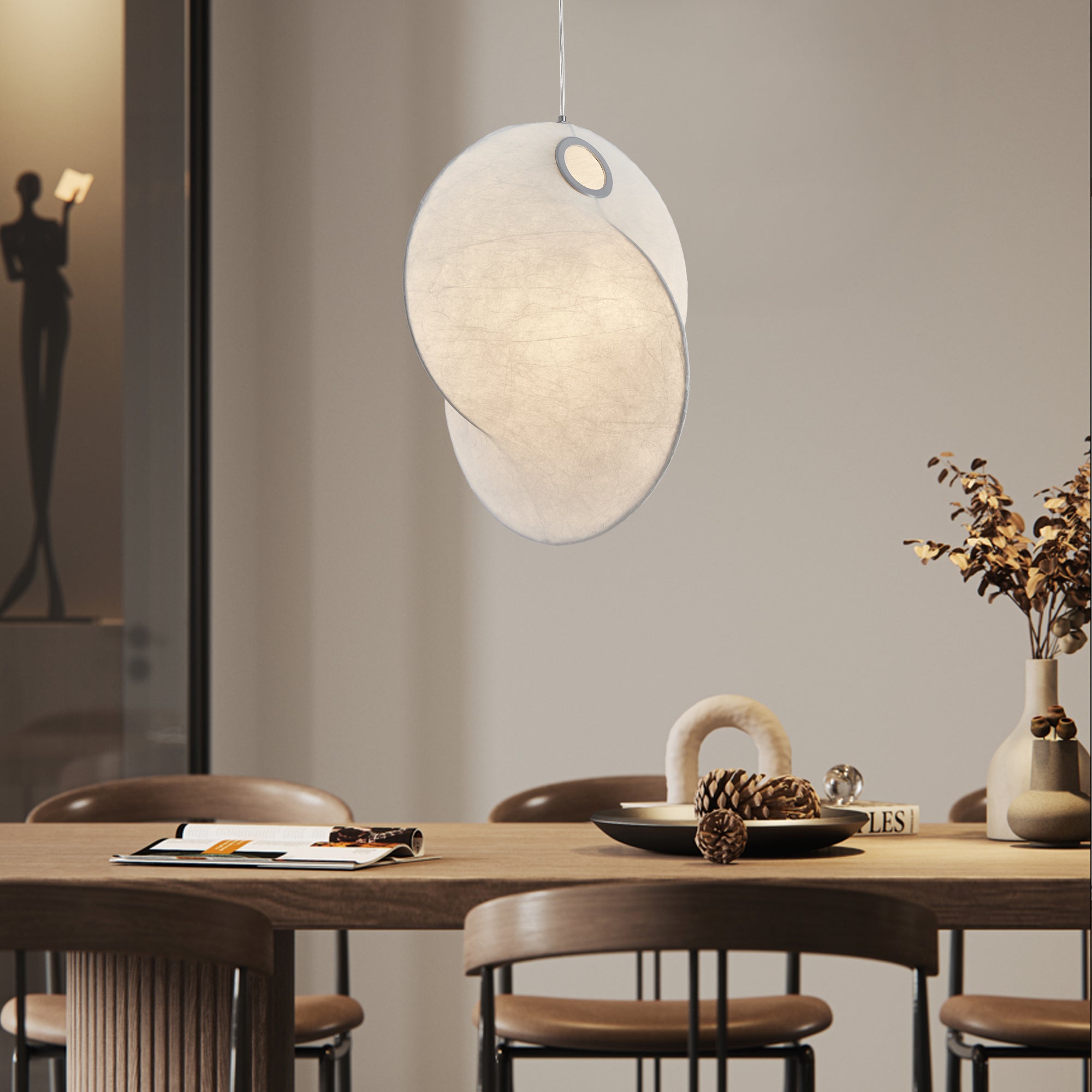 Verine Sculptural Mulberry Silk Pendant Light
