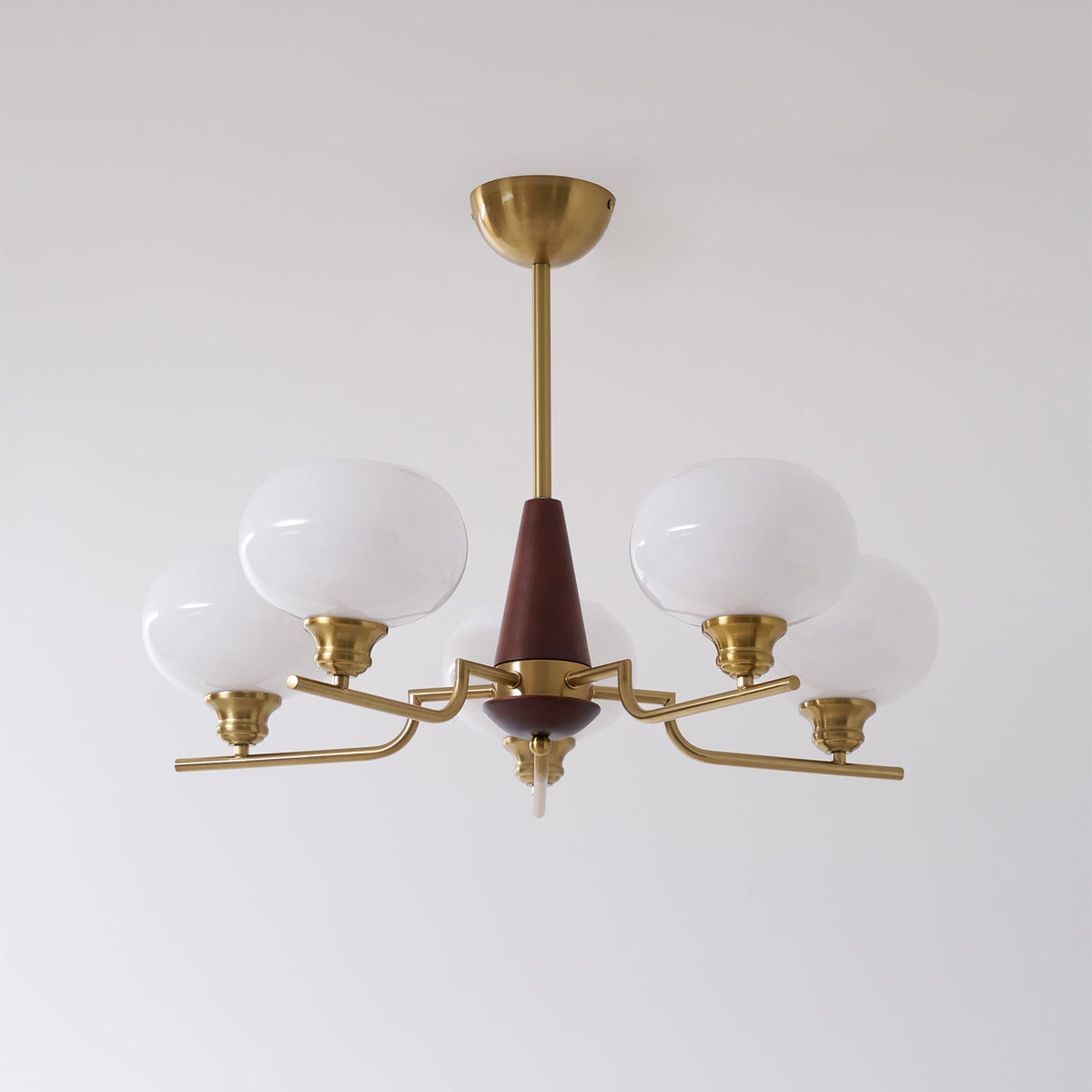 Syluissa Chandelier Walnut Frosted Glass Globes