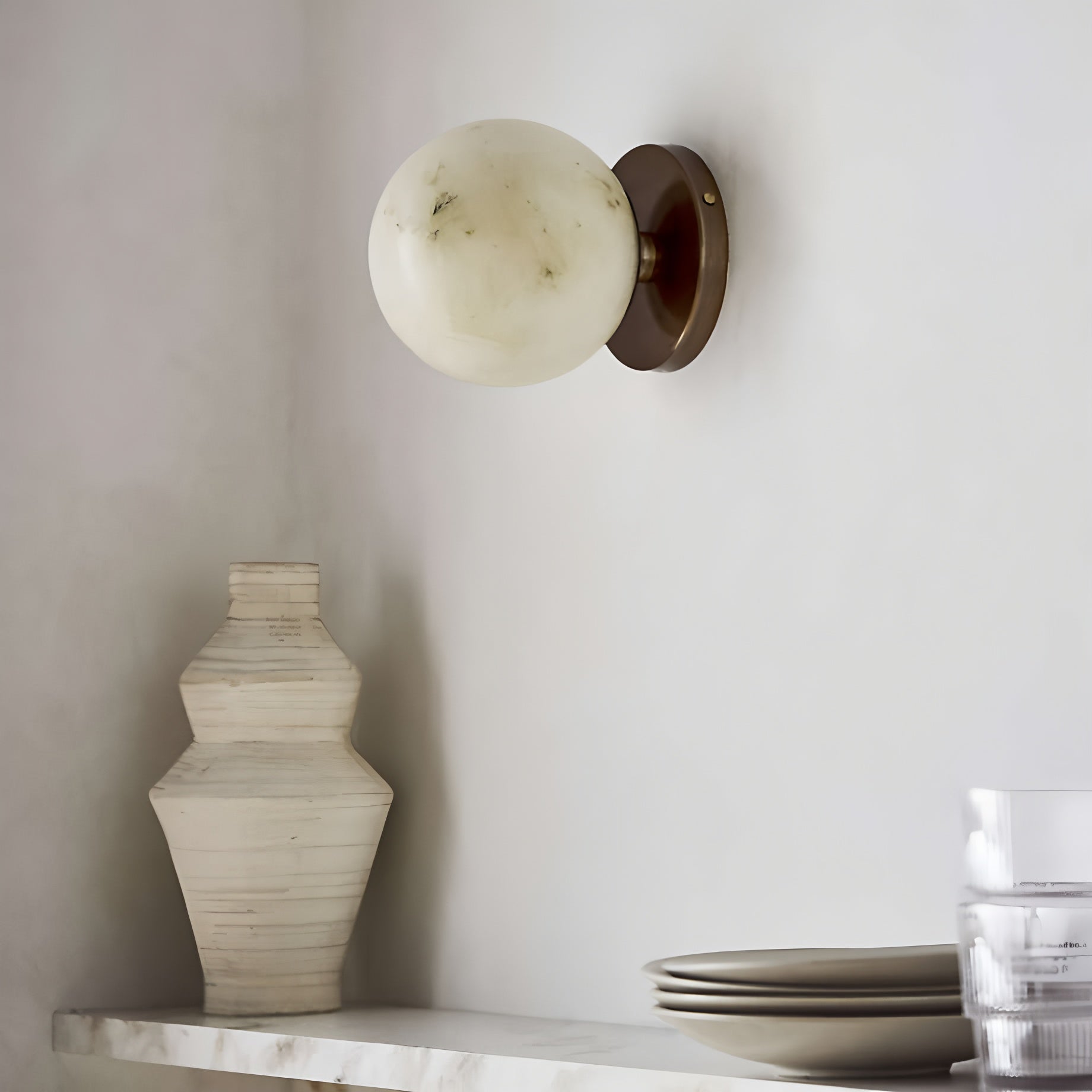 Avenisenne Twobody Celestial Double Alabaster Sconce