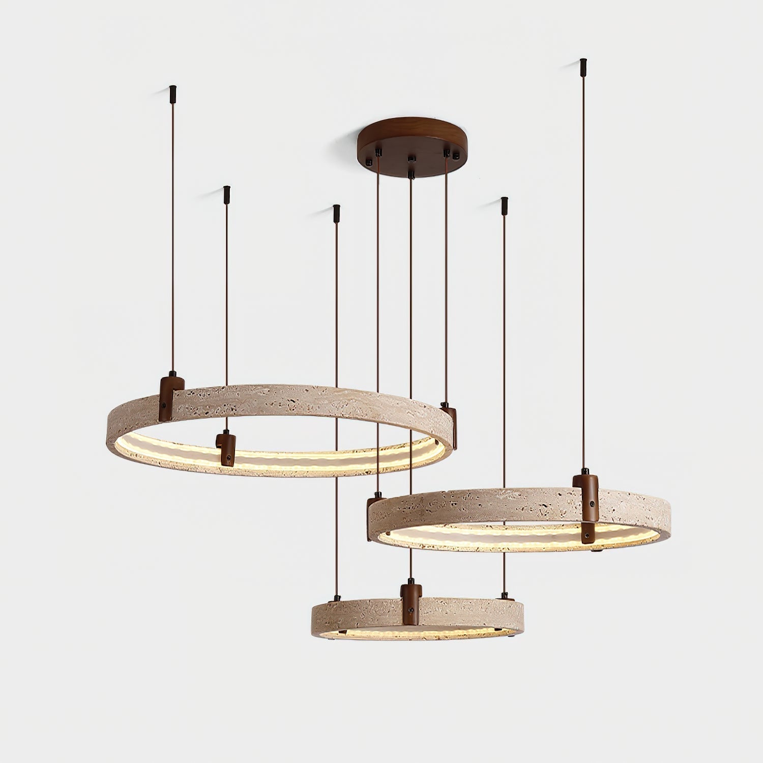 Celestial Orbit Travertine Ring Chandelier