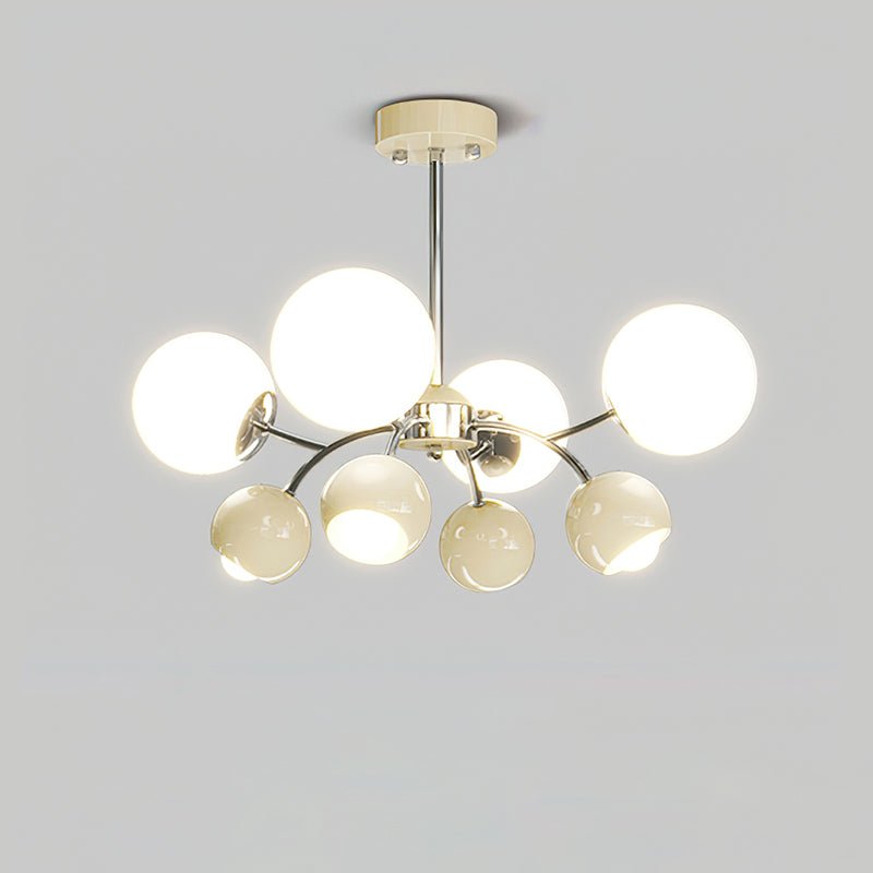 Noxiren Chandelier Chrome Red Cream Globe