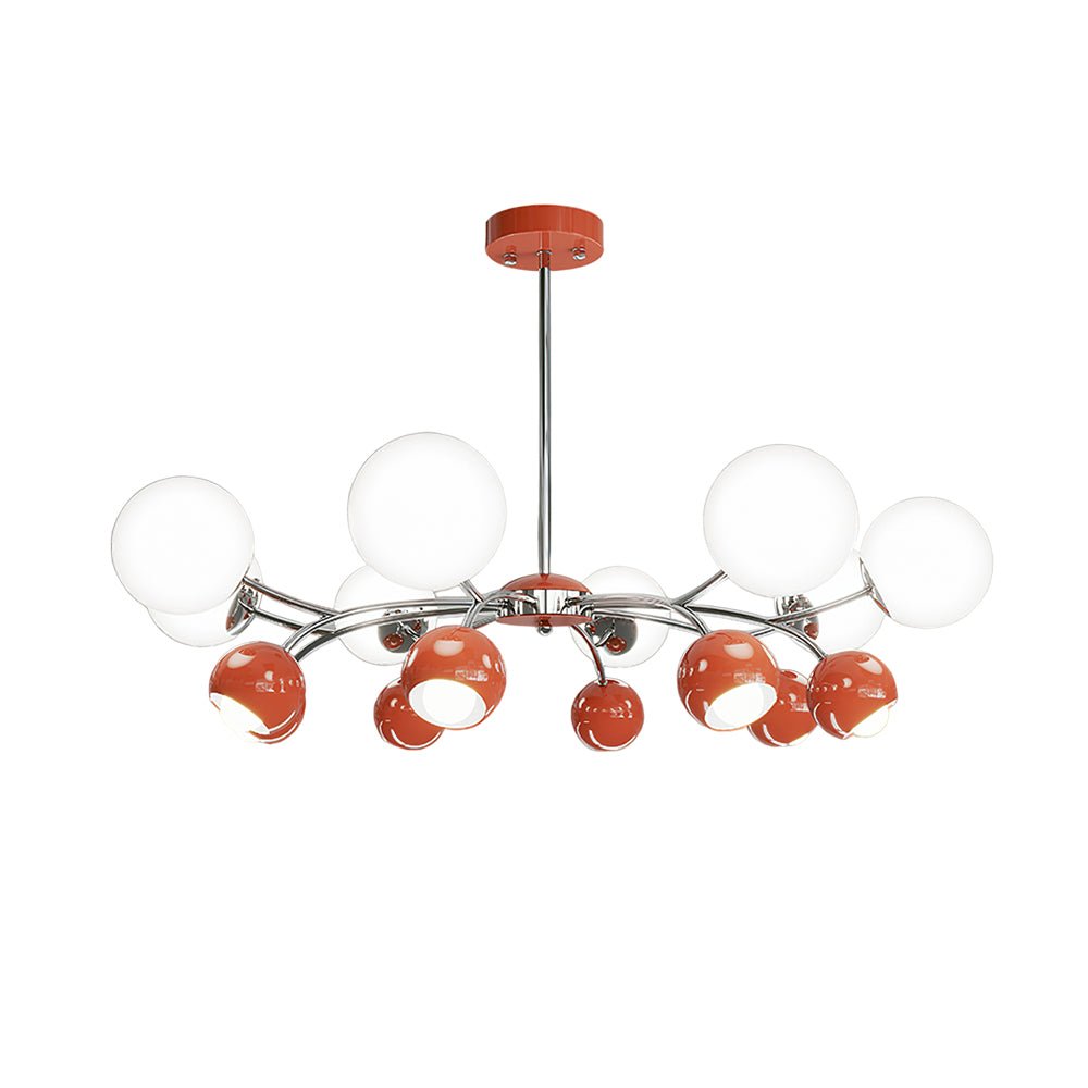 Noxiren Chandelier Chrome Red Cream Globe
