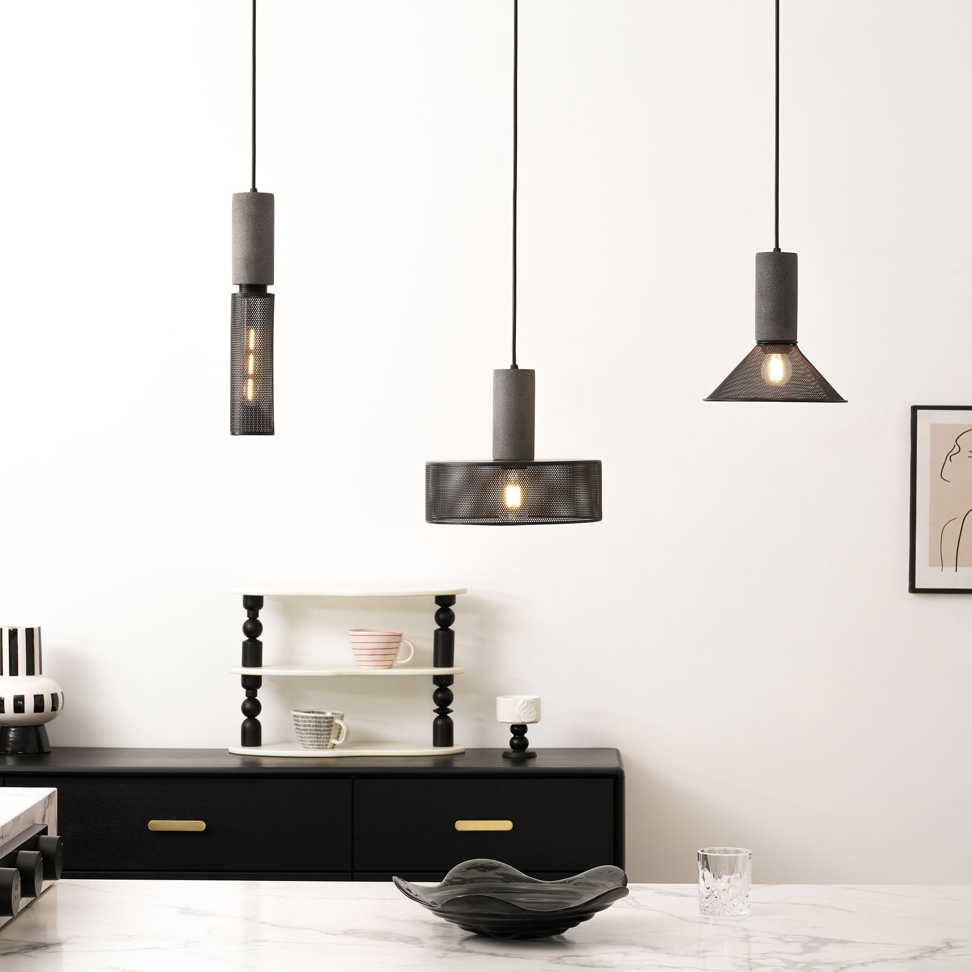 Bellwick Cement Mesh Pendant Light