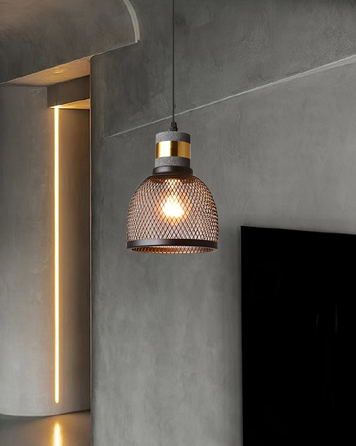 Hexa Cement Mesh Pendant Light