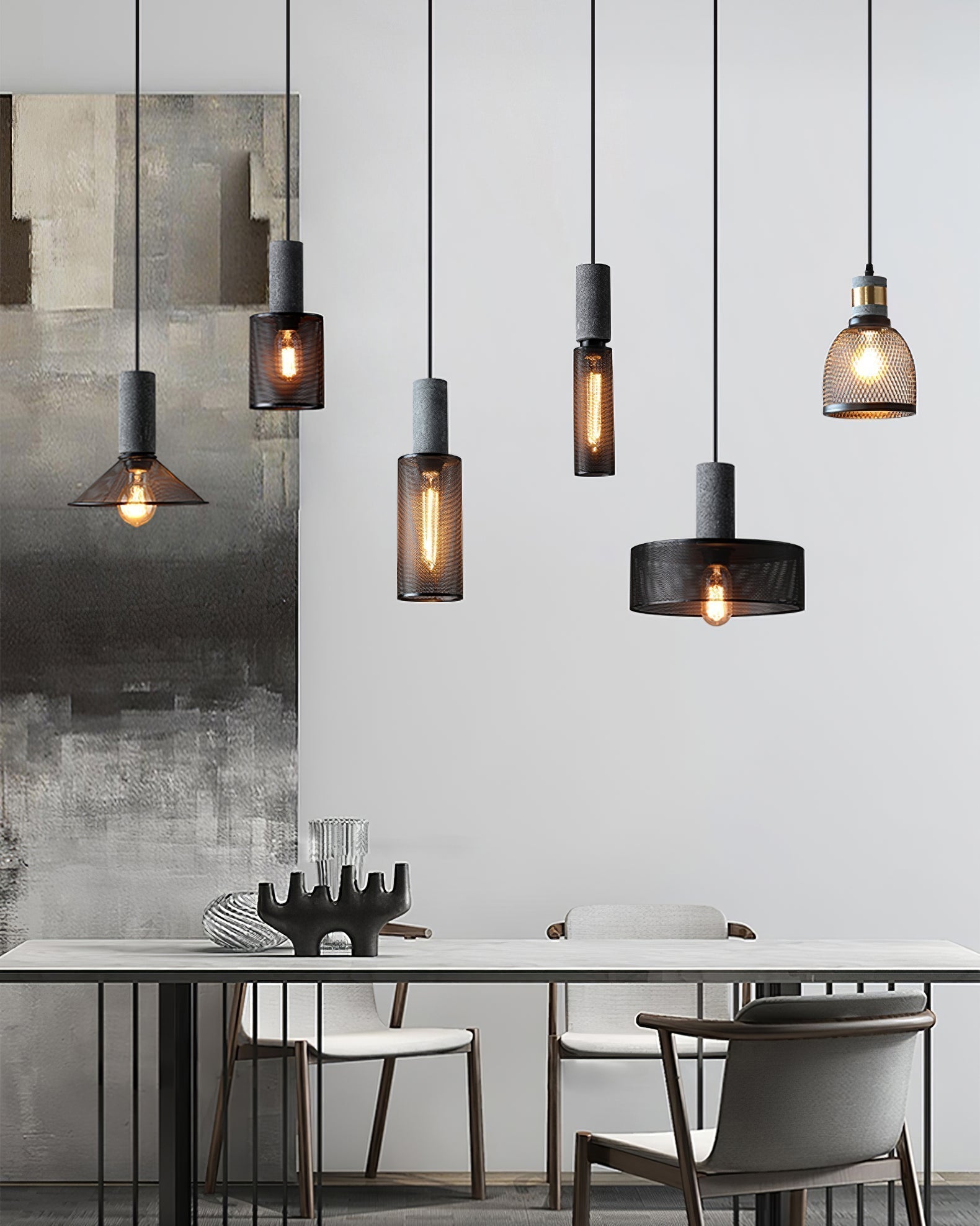 Hexa Cement Mesh Pendant Light