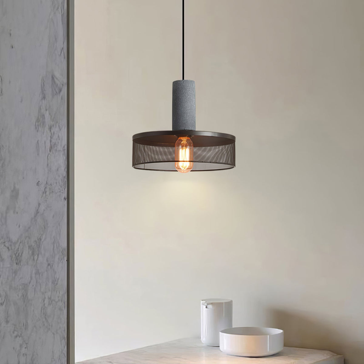 Hexa Cement Mesh Pendant Light