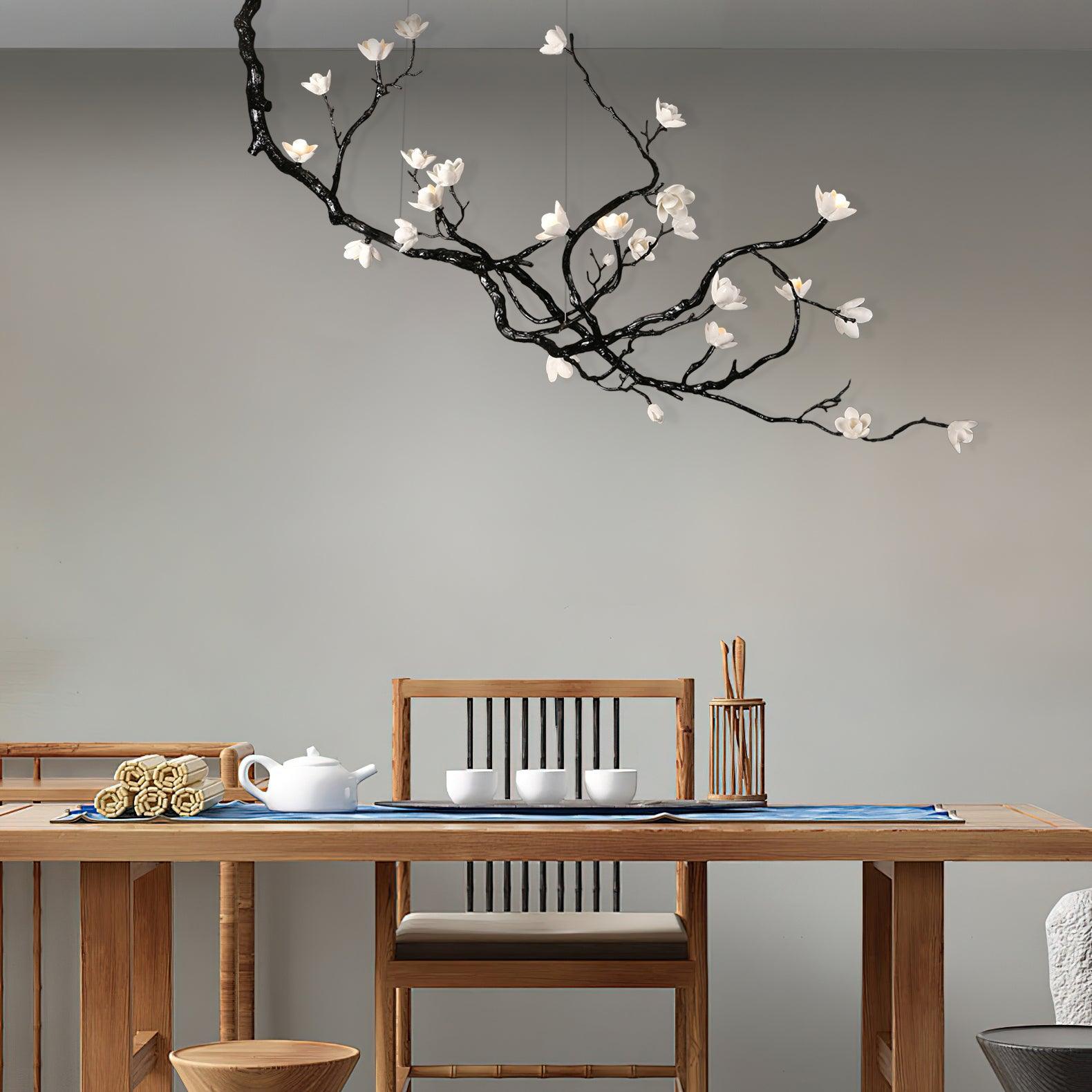 Fioeiel Chandelier Ceramic Flower Black Branch