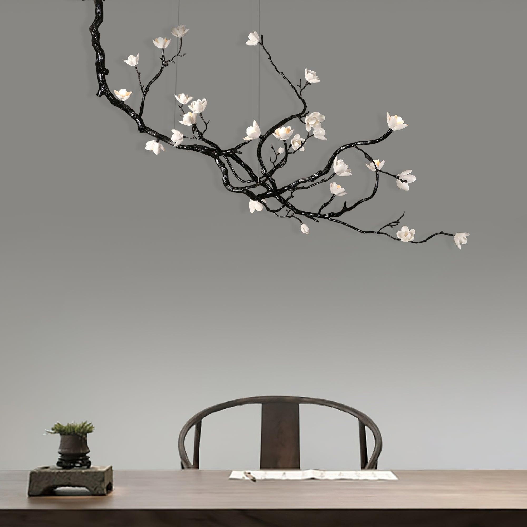 Fioeiel Chandelier Ceramic Flower Black Branch