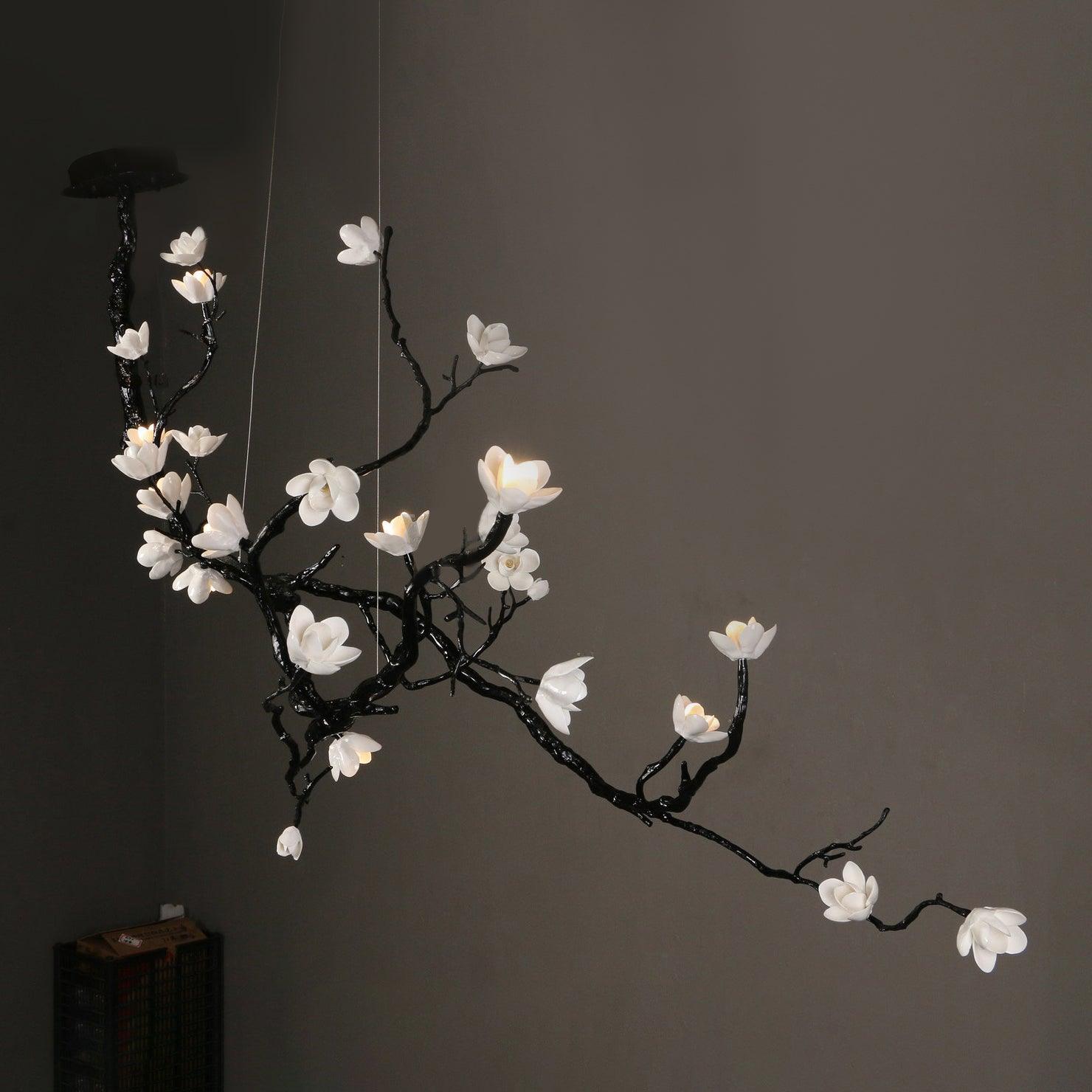 Fioeiel Chandelier Ceramic Flower Black Branch
