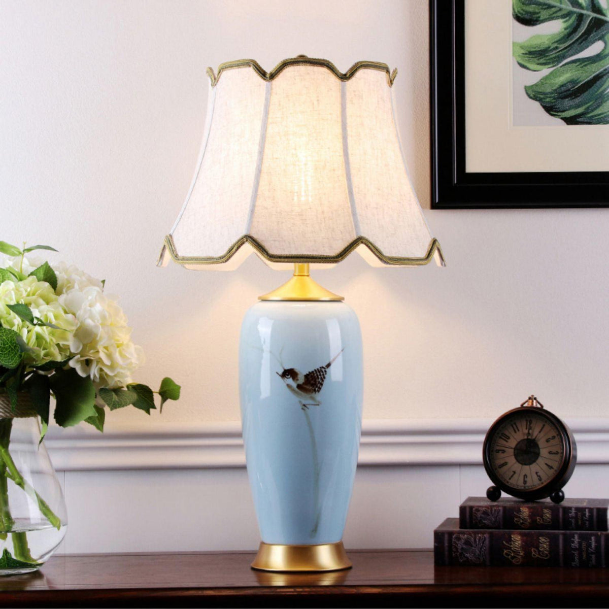 Sparrow Oriental Ceramic Desk Lamp