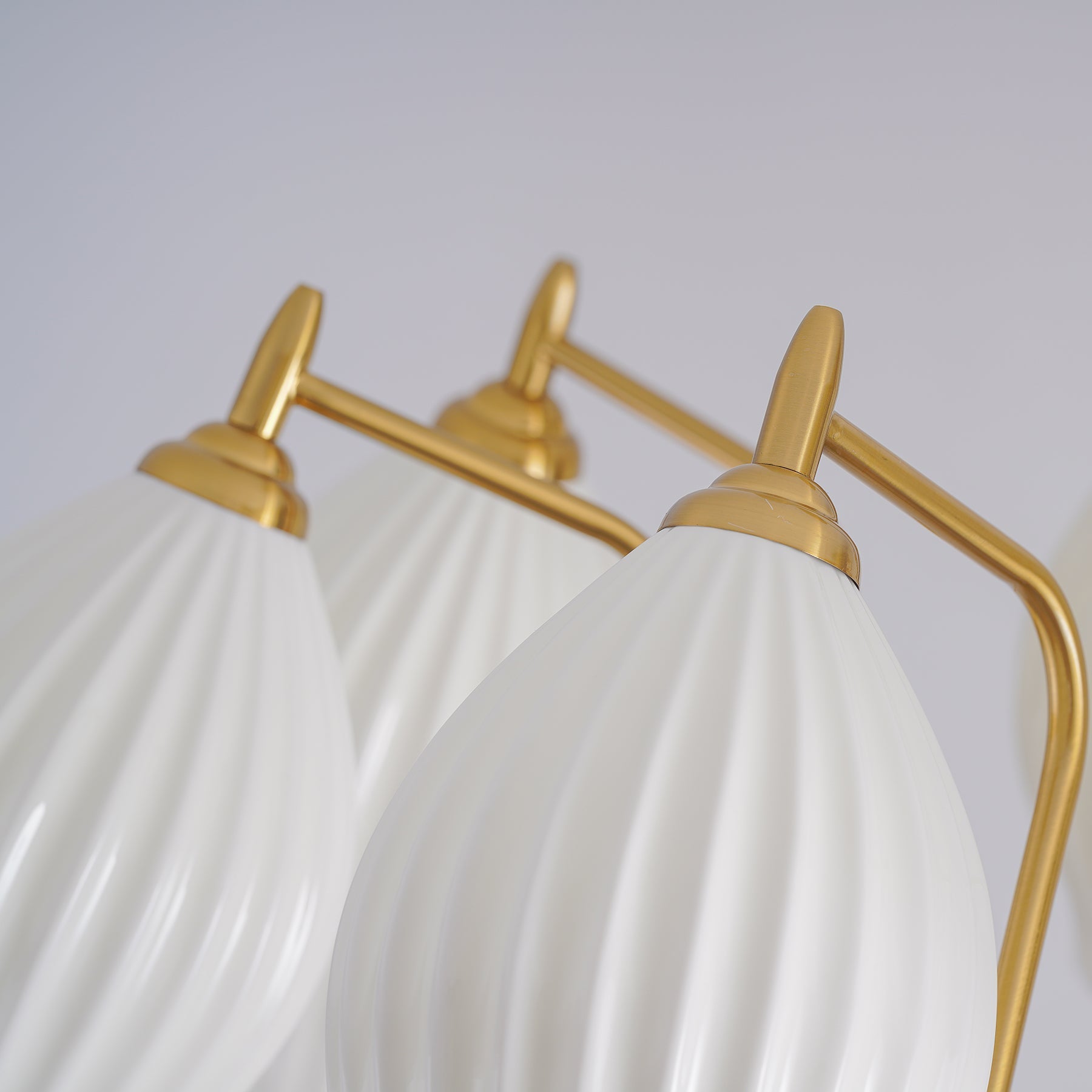 Pravin Chandelier Ceramic Ribbed Sculptural Glass Elegant