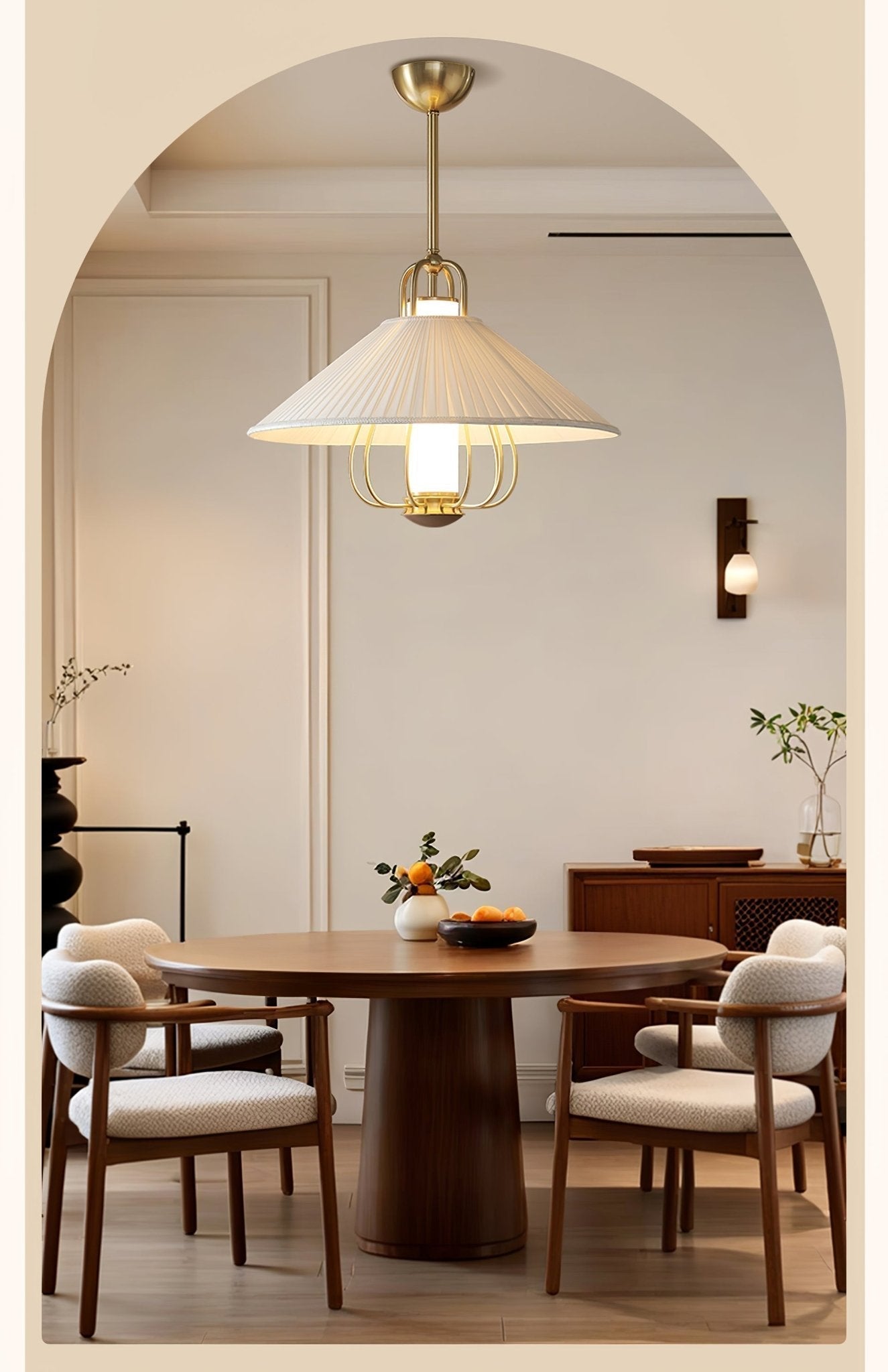 Solisiella Pendant Light Fabric Gold LED Dining