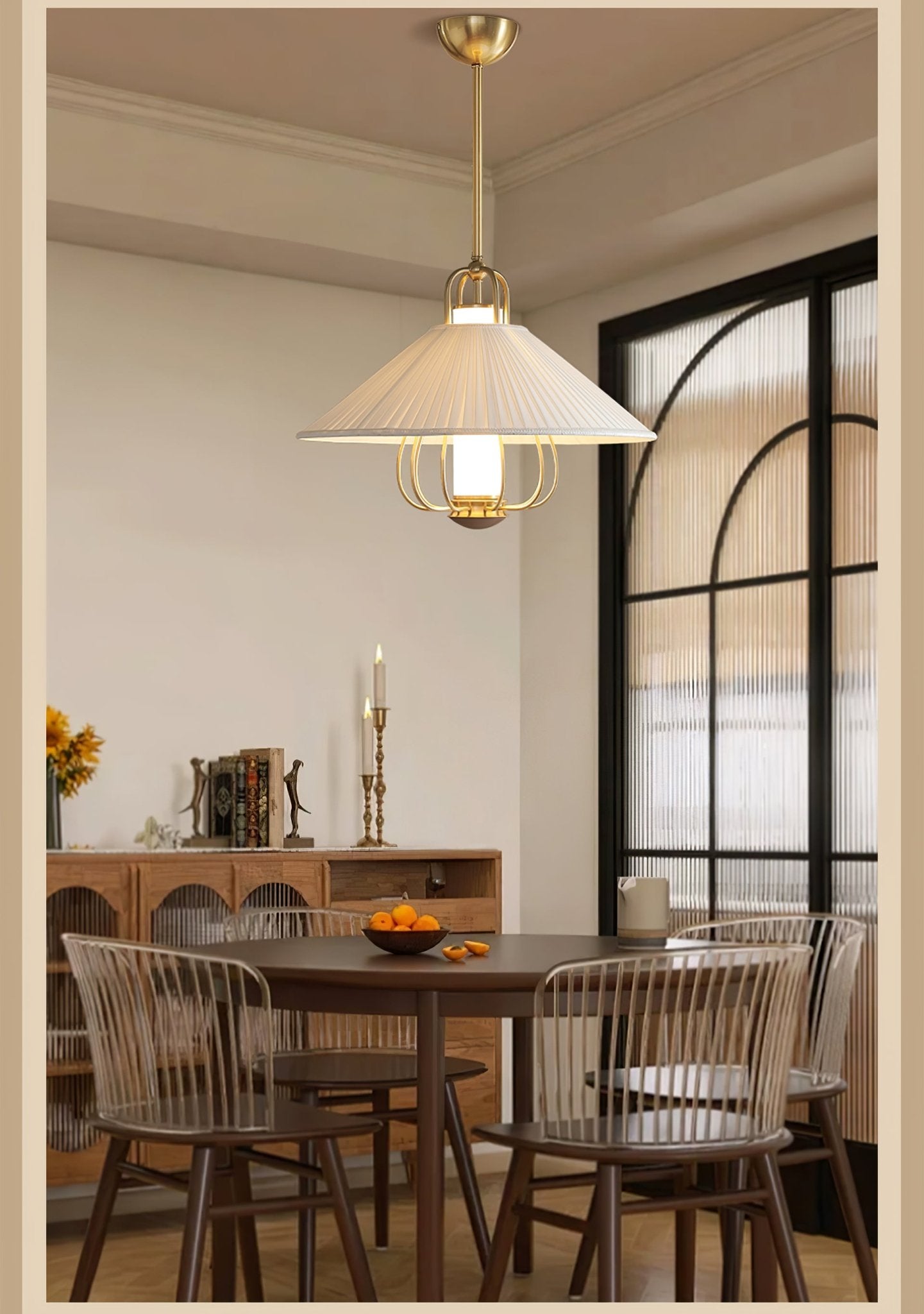 Solisiella Pendant Light Fabric Gold LED Dining