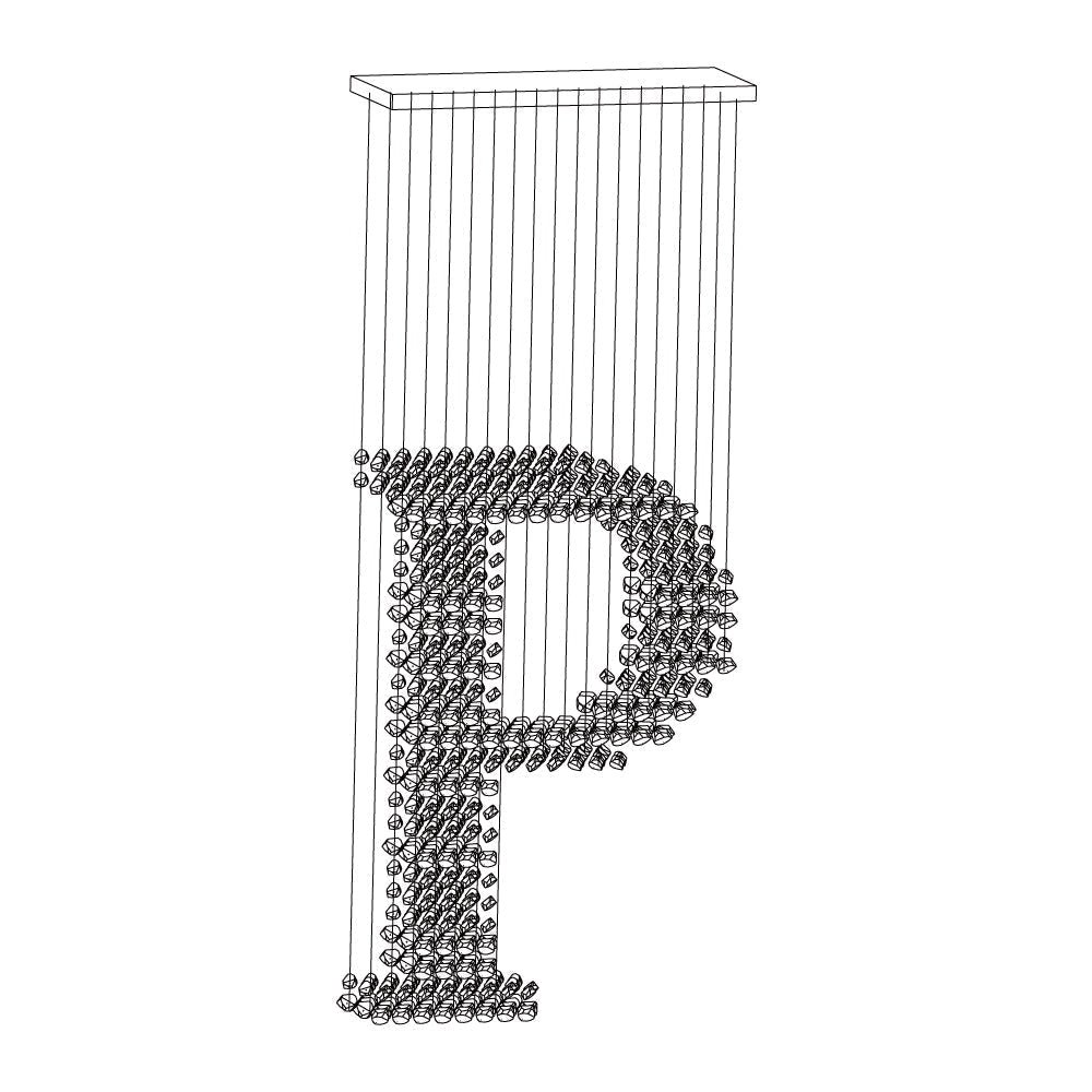Marinelle Charcoal Stone Sculptural Chandelier Letter M to R