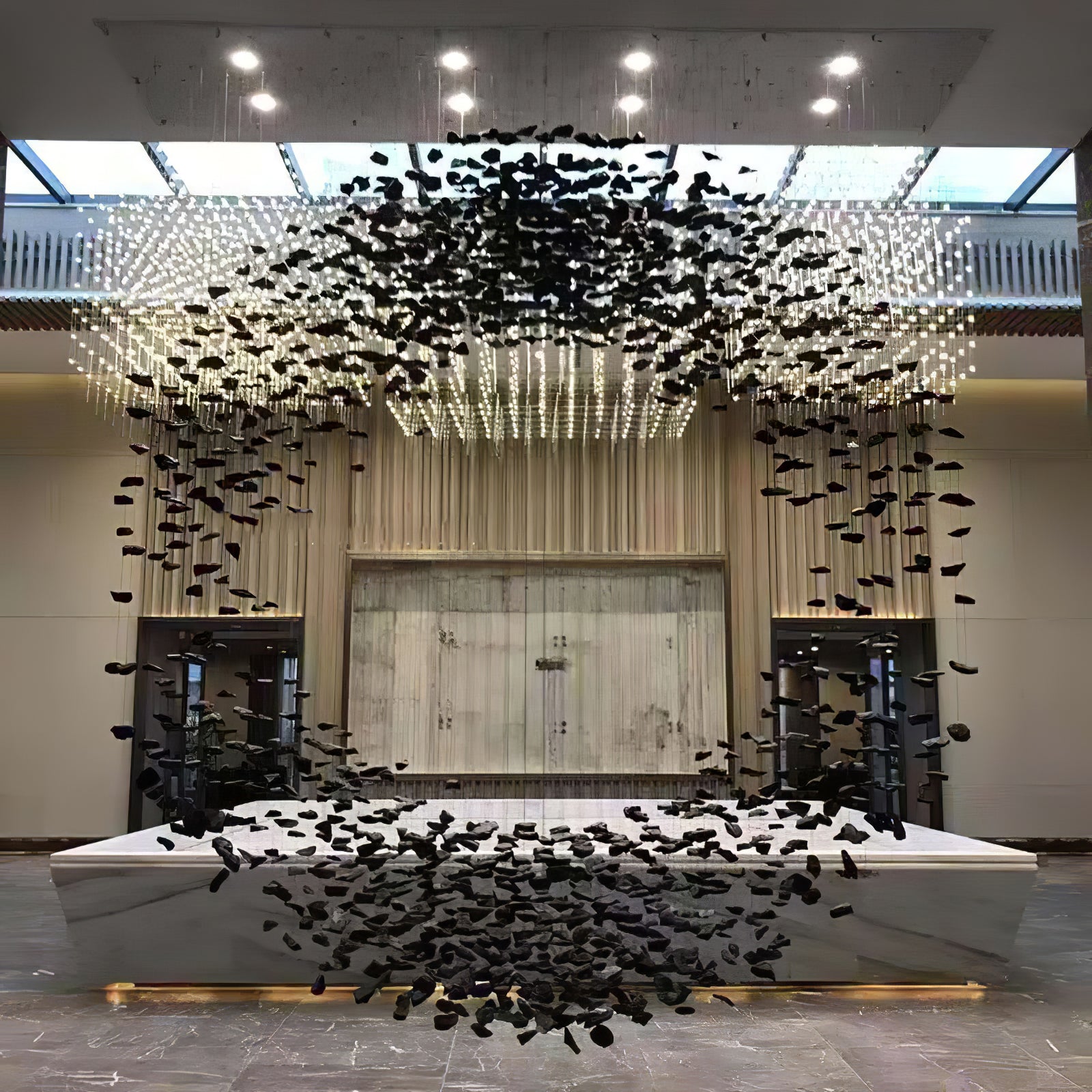 Selisaine Charcoal Stone Shape Hourglass Sculptural Chandelier