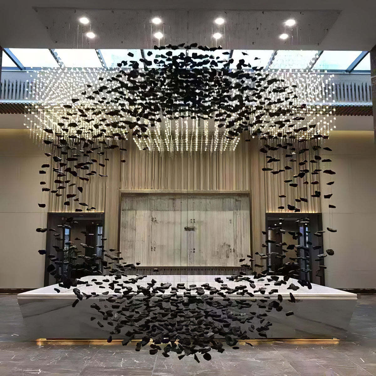 Arsilus Charcoal Stone Sculptural Chandelier Orbicular
