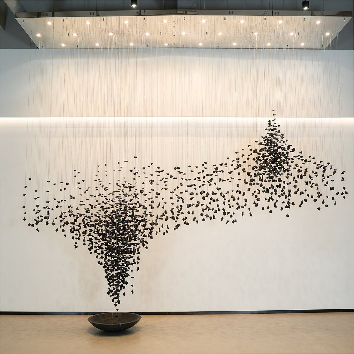 Selisaine Charcoal Stone Shape Hourglass Sculptural Chandelier