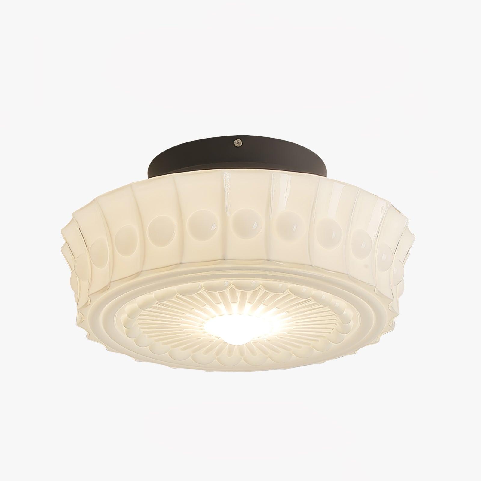 Solara Ceiling Lamp White Glass Floral for Living Room - Neutral Decor