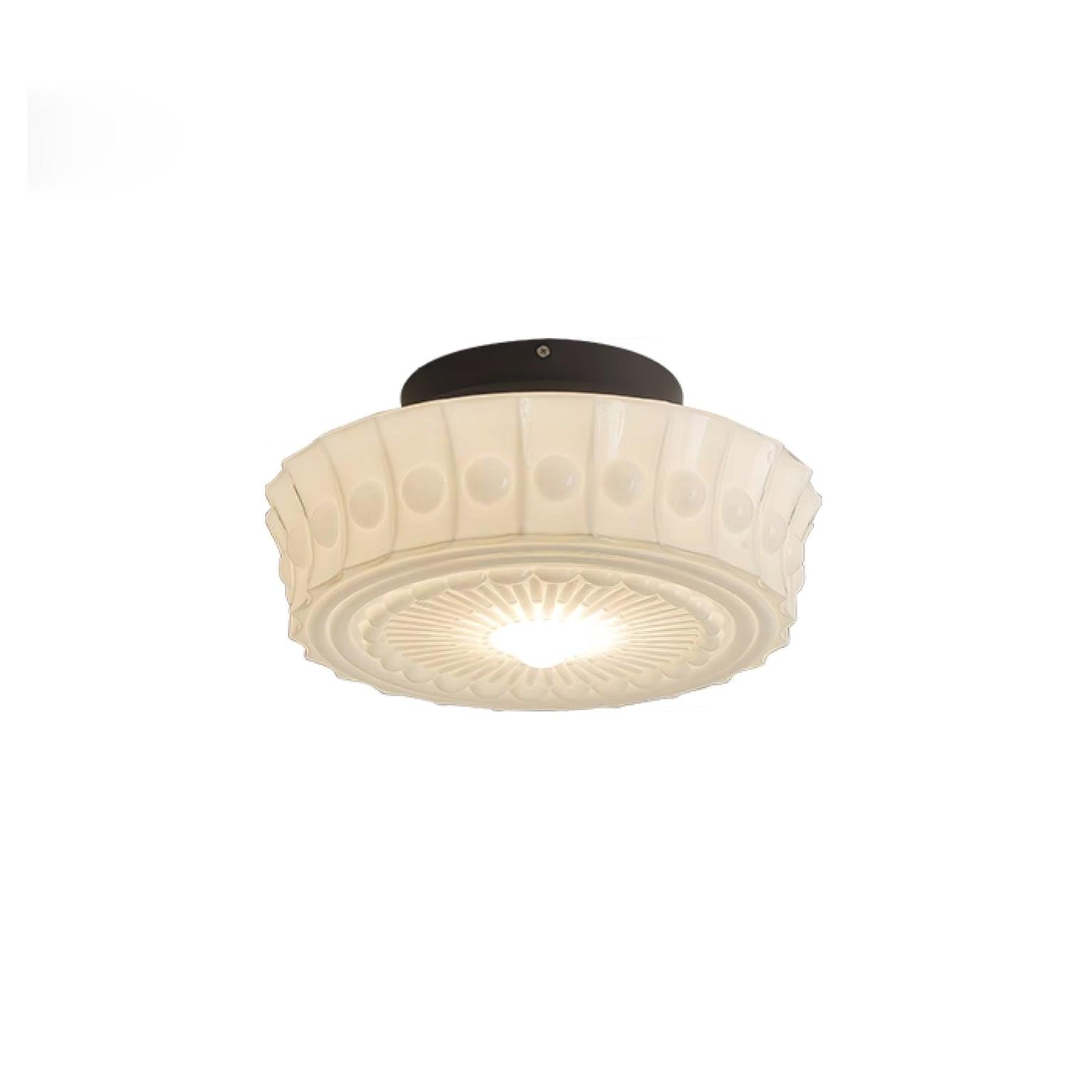Solara Ceiling Lamp White Glass Floral for Living Room - Neutral Decor