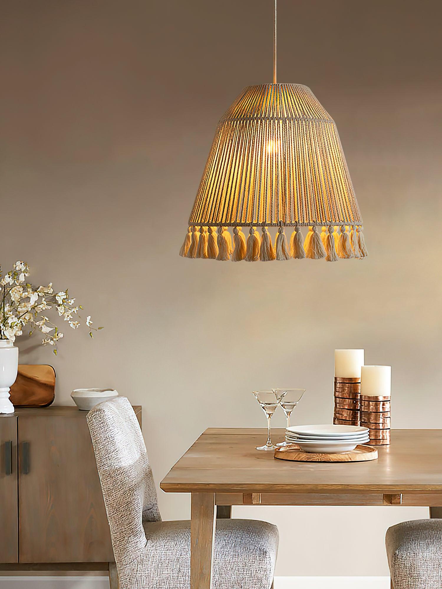 Hlugan Traditional Tassel Rope Pendant Light