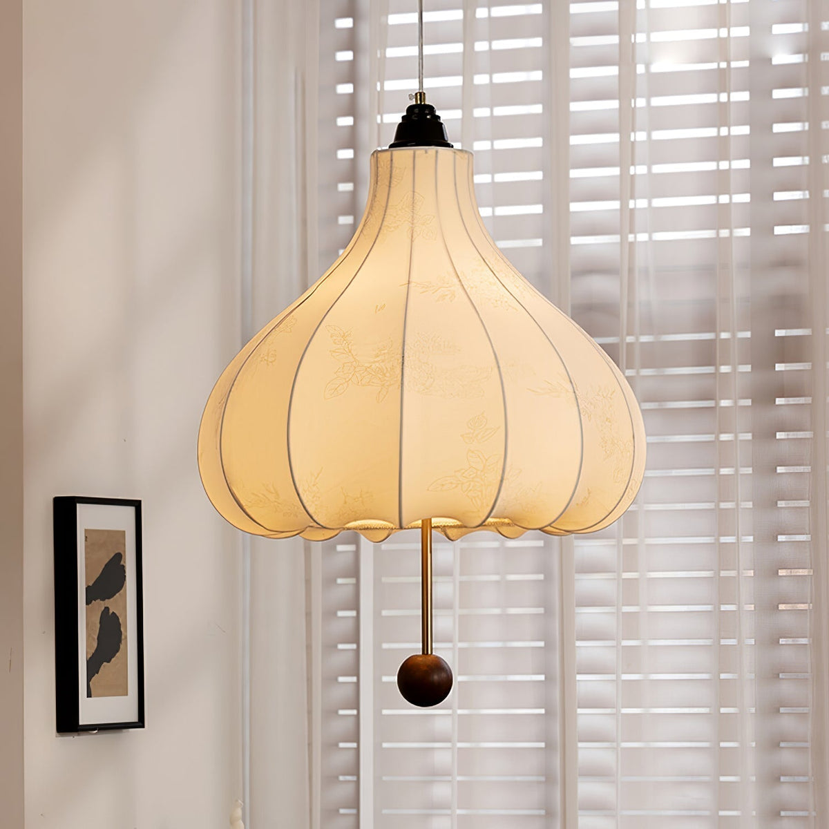 Sylerielle Fabric Wood Pendant Light
