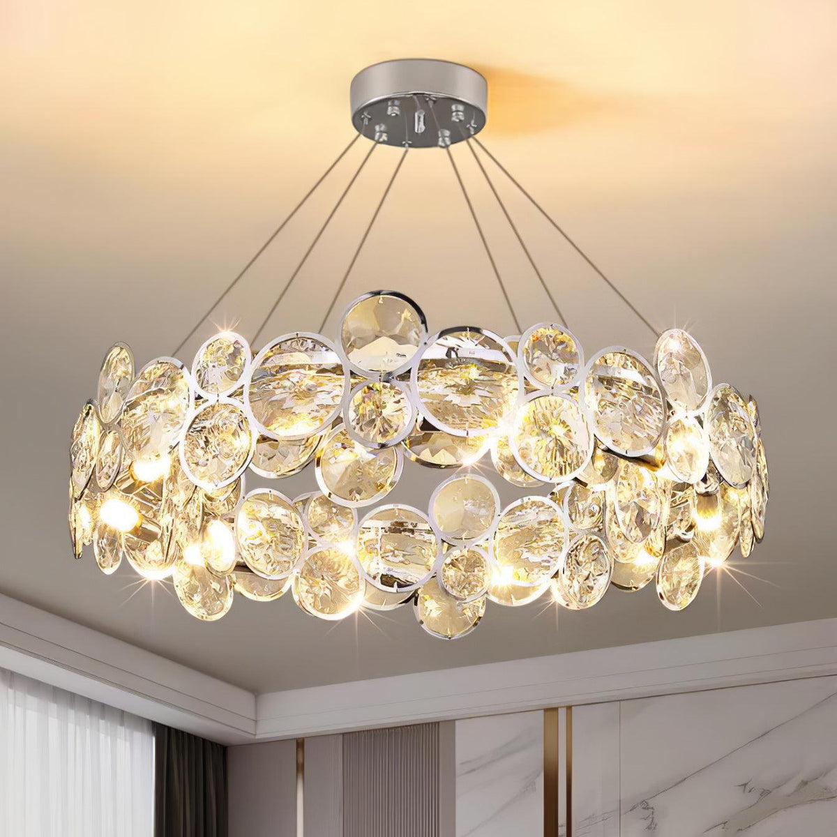 Cuthaiel Postmodern Luxury Round Chrome Crystal Chandelier