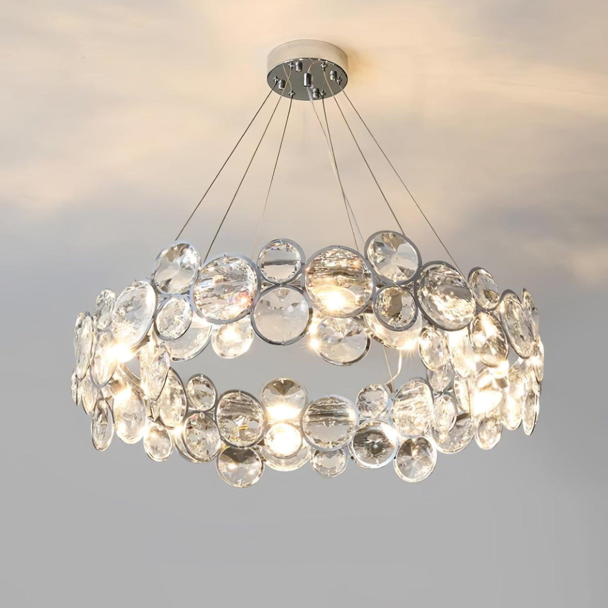 Cuthaiel Postmodern Luxury Round Chrome Crystal Chandelier