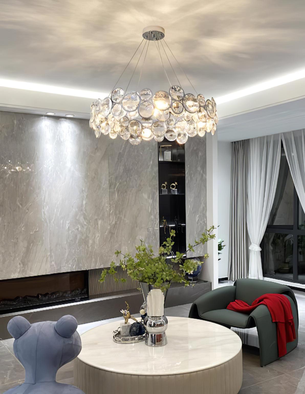 Cuthaiel Postmodern Luxury Round Chrome Crystal Chandelier