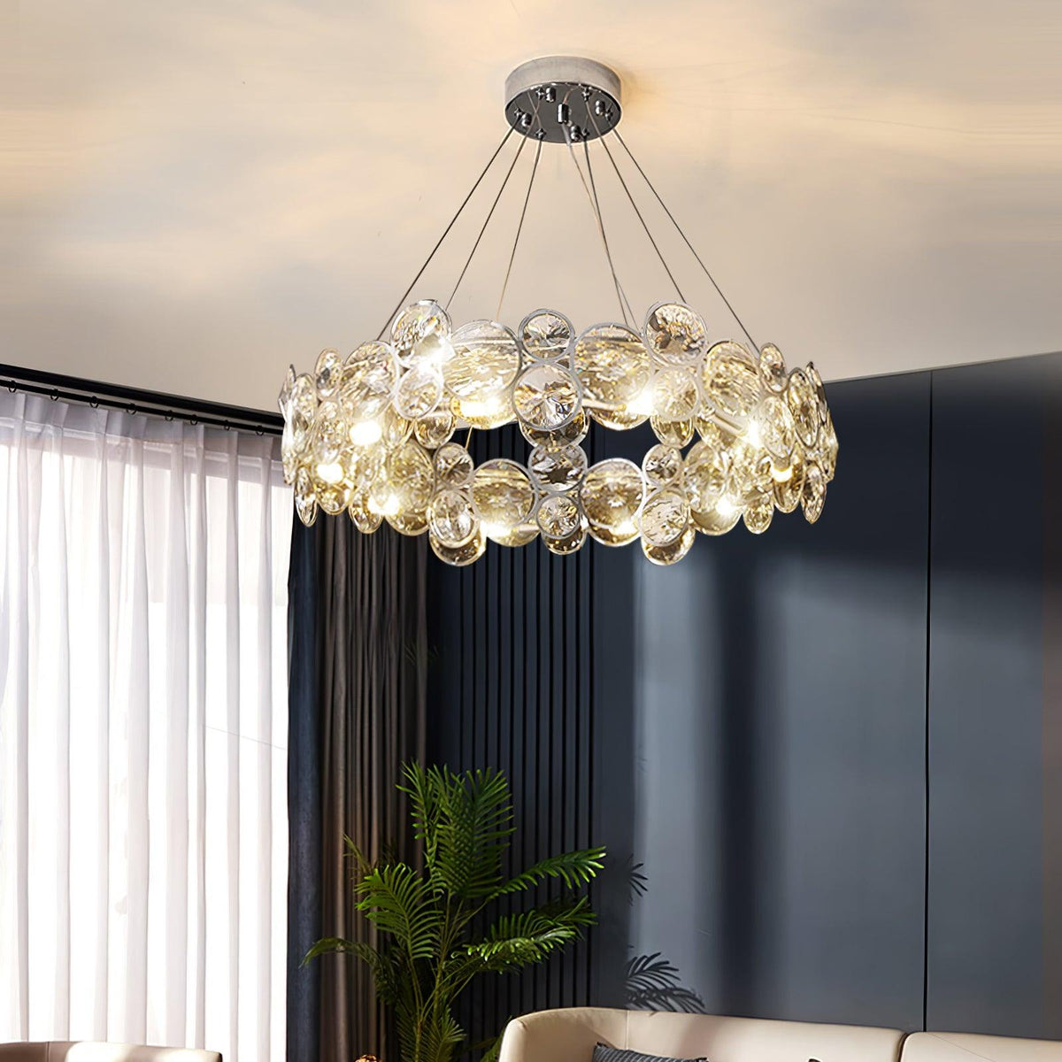 Cuthaiel Postmodern Luxury Round Chrome Crystal Chandelier