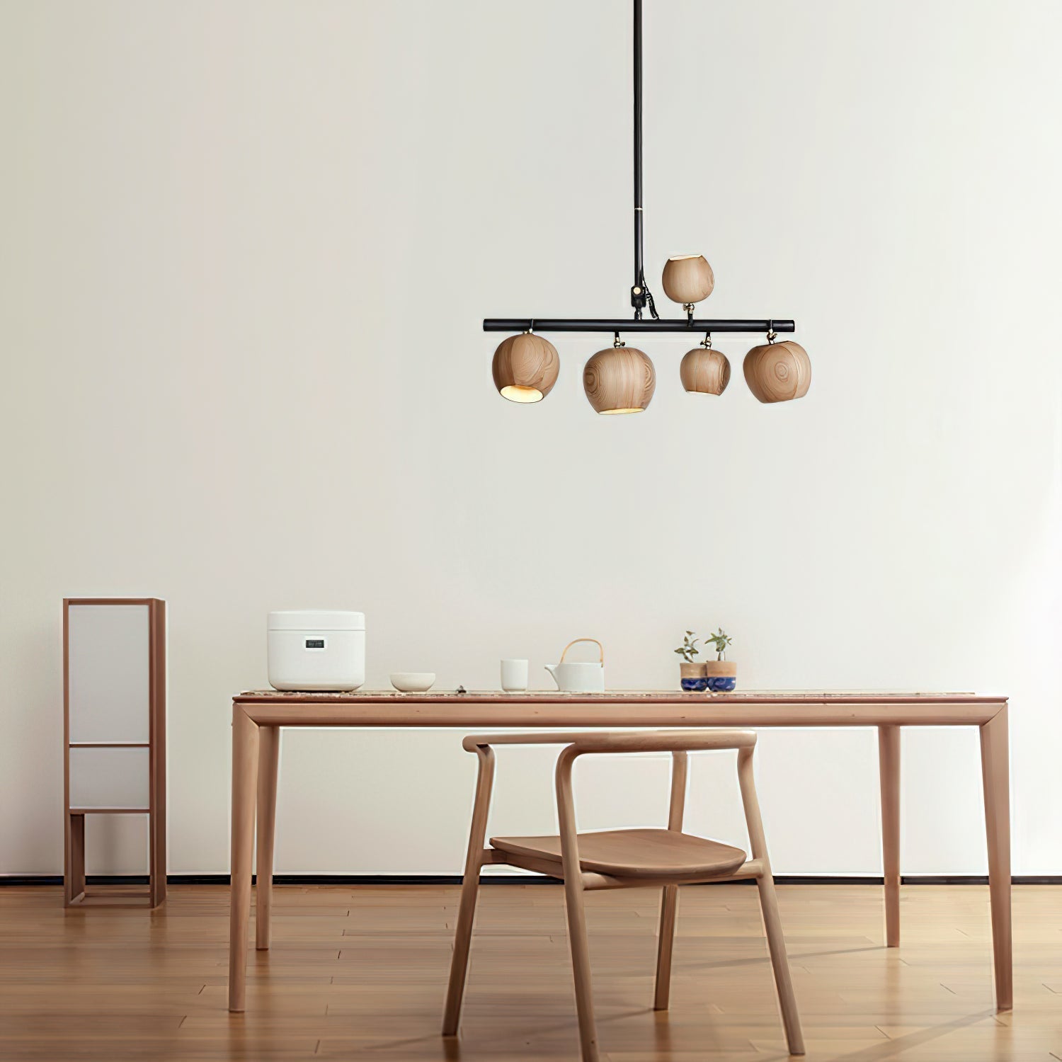 Avelira Rustic Wood Globe Linear Pendant Light