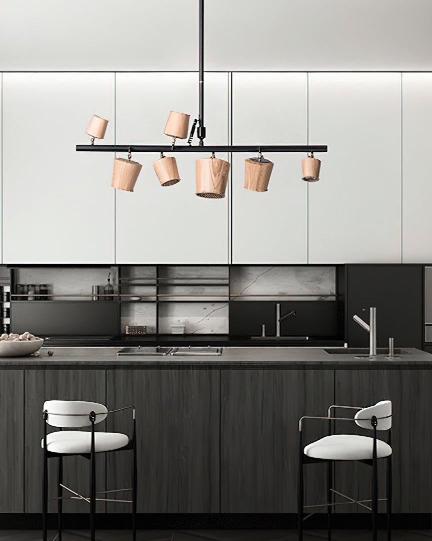 Avelira Rustic Wood Globe Linear Pendant Light
