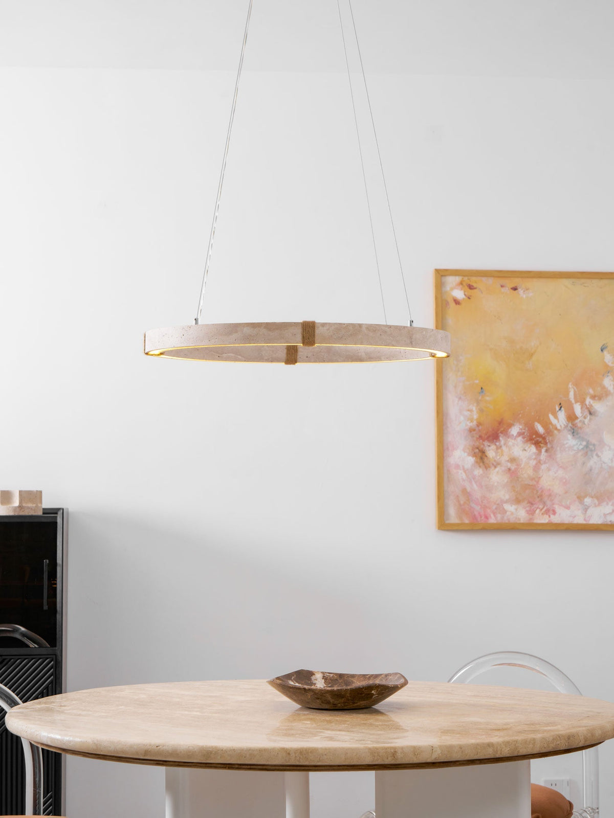 Clairstead Circle Travertine Pendant Light