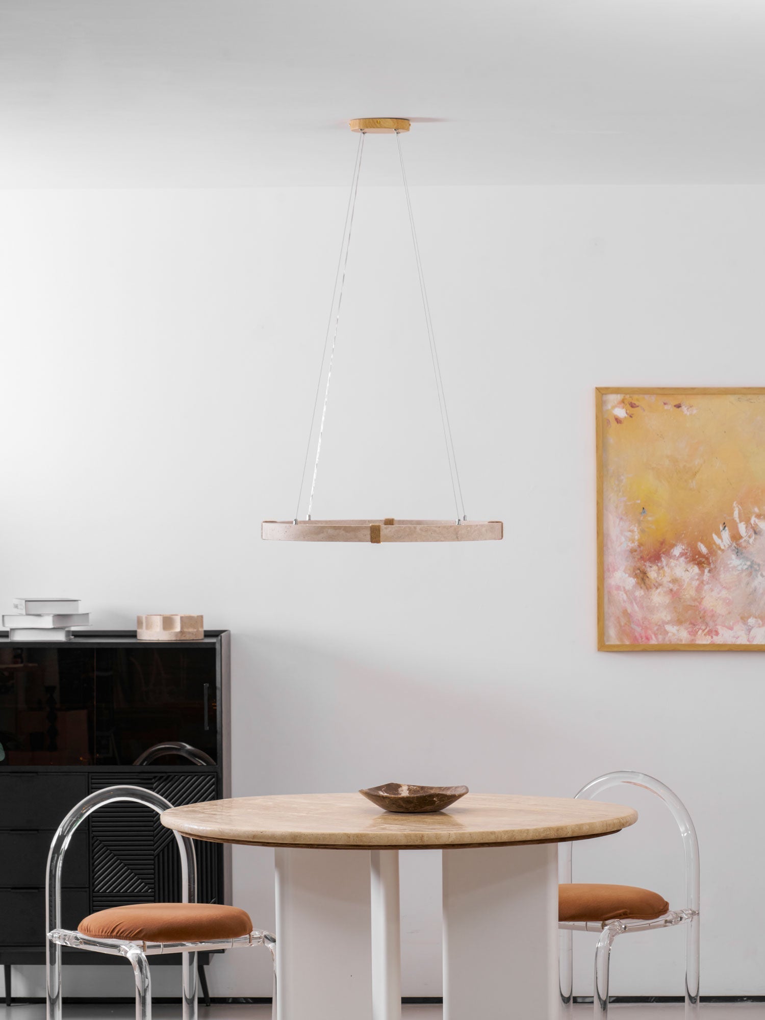 Clairstead Circle Travertine Pendant Light
