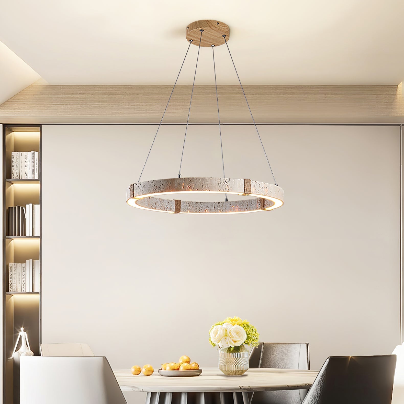 Clairstead Circle Travertine Pendant Light