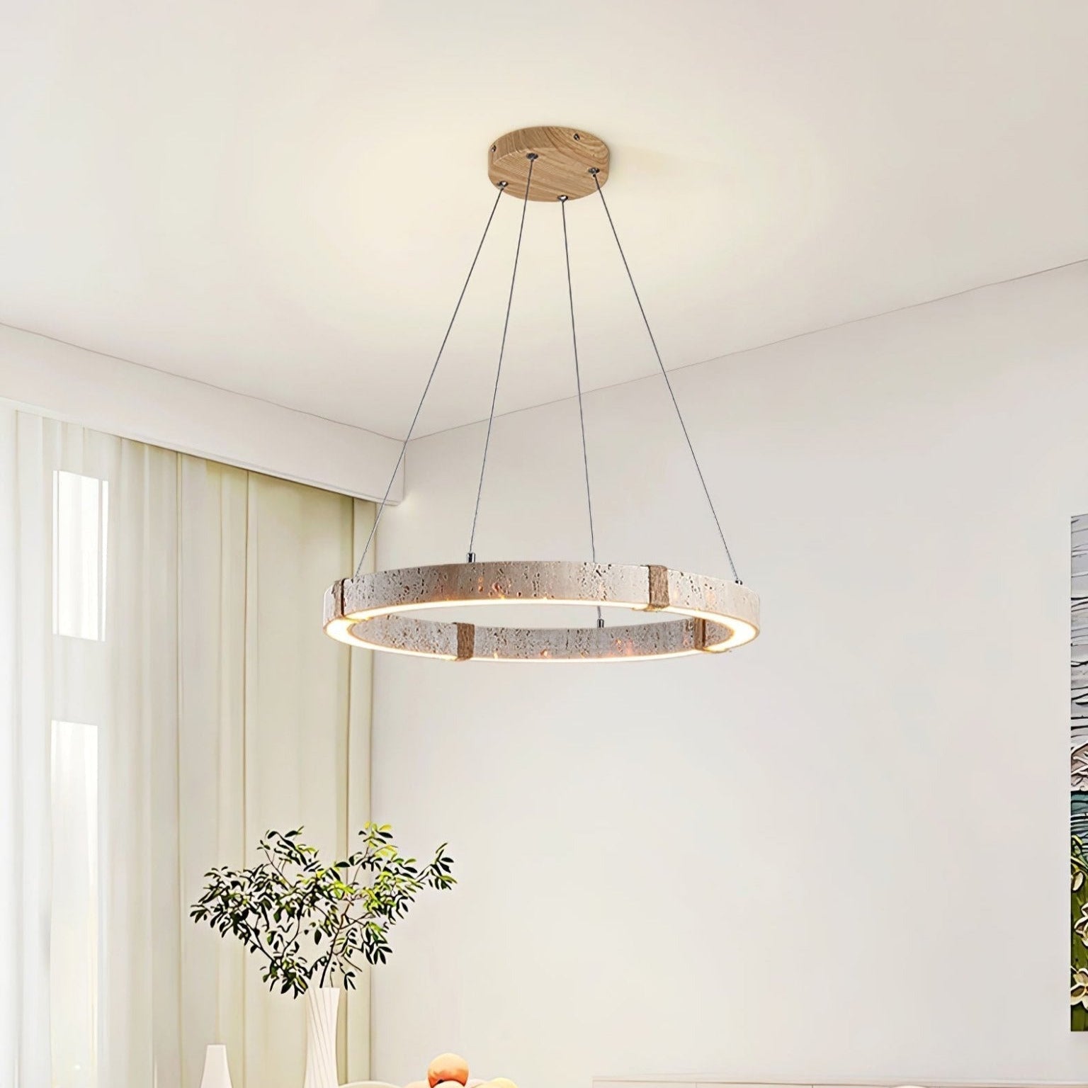 Everett Ring Travertine Pendant Light