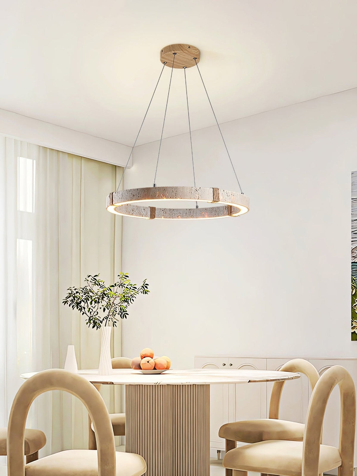 Clairstead Circle Travertine Pendant Light
