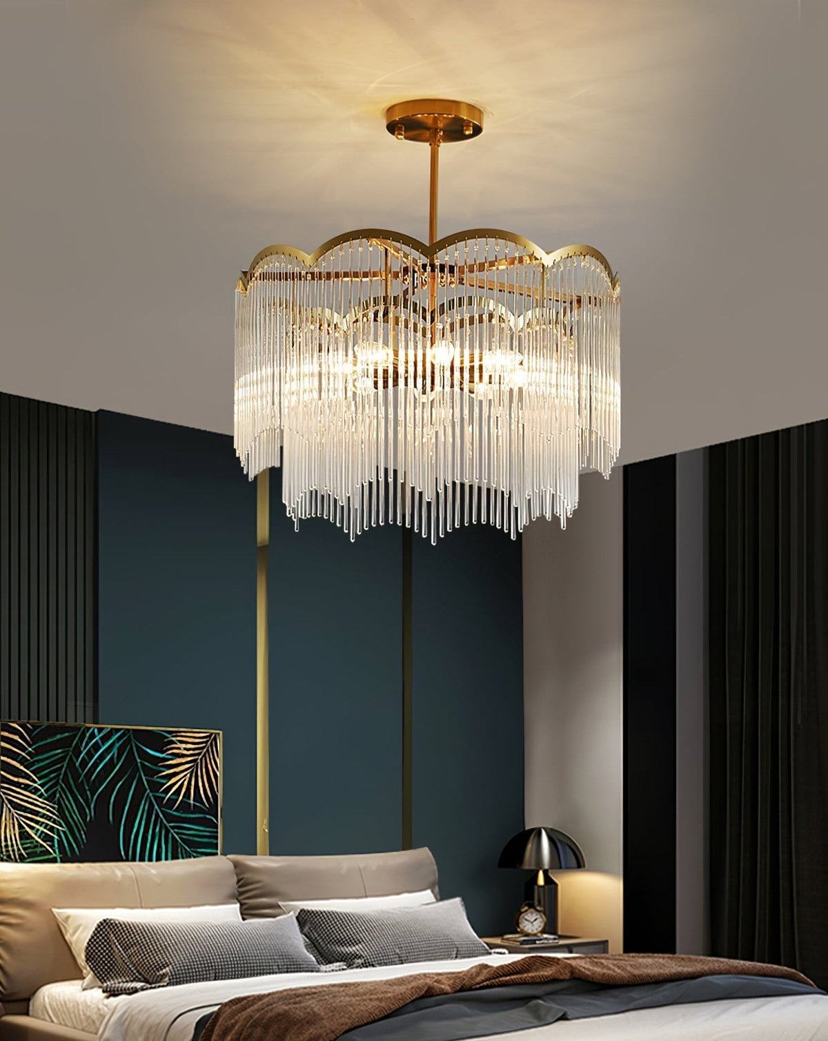 Liorivella Chandelier Glass Rod Wave Shape