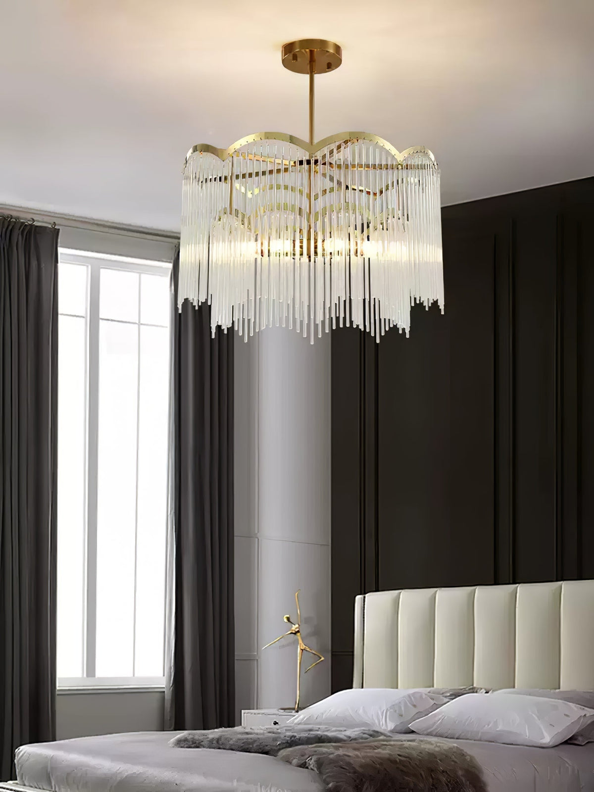 Liorivella Chandelier Glass Rod Wave Shape