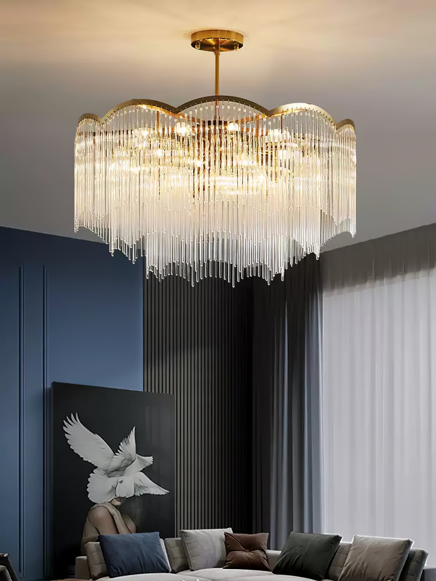Liorivella Chandelier Glass Rod Wave Shape