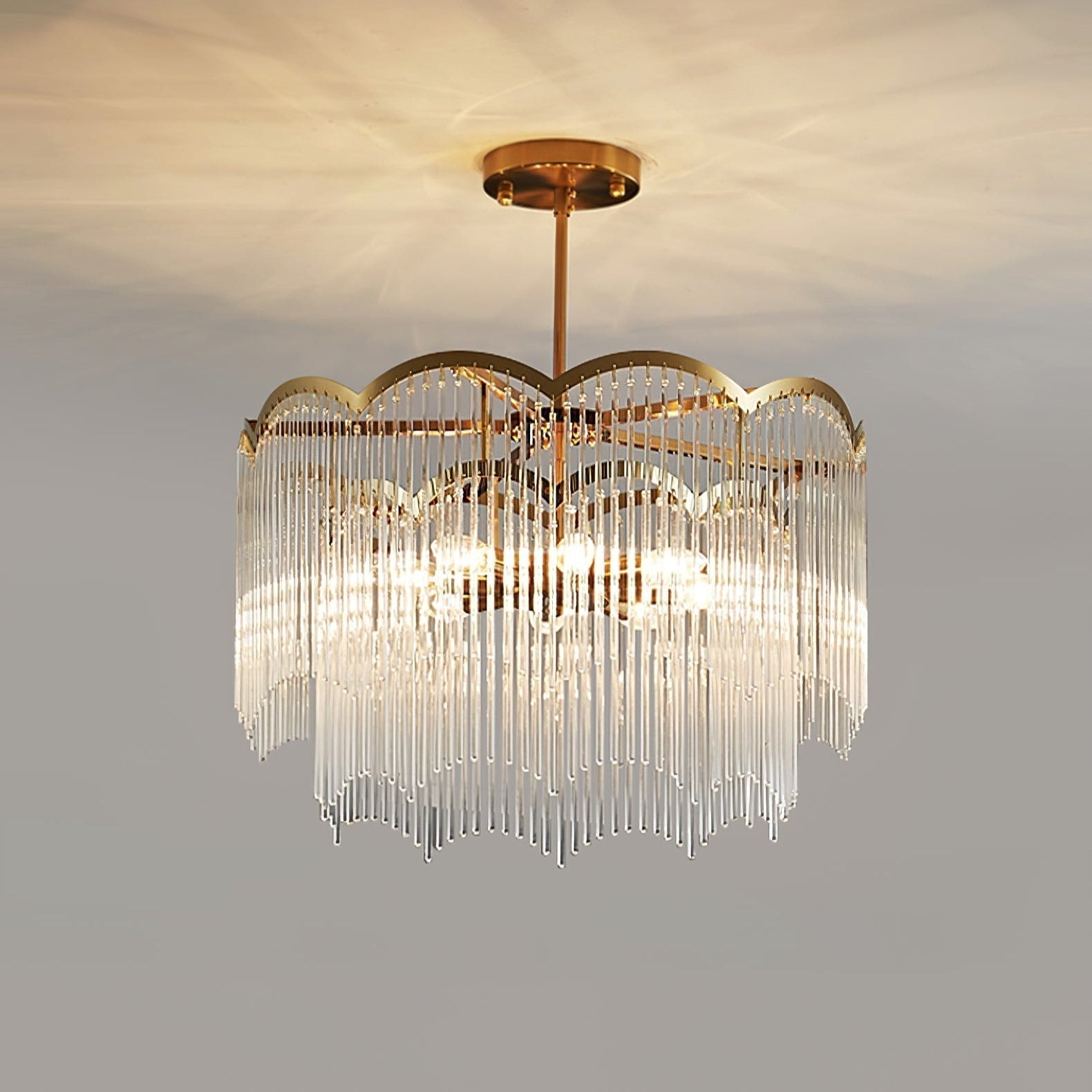Liorivella Chandelier Glass Rod Wave Shape