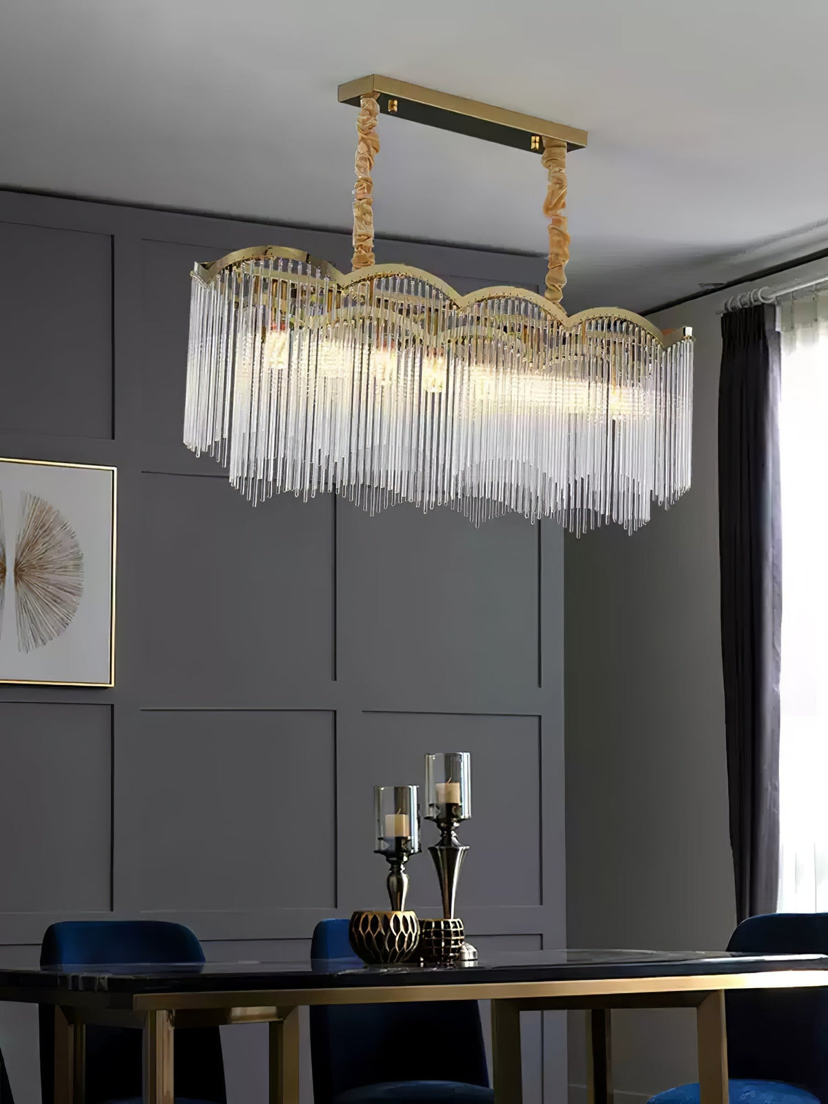 Liorivella Chandelier Glass Rod Wave Shape