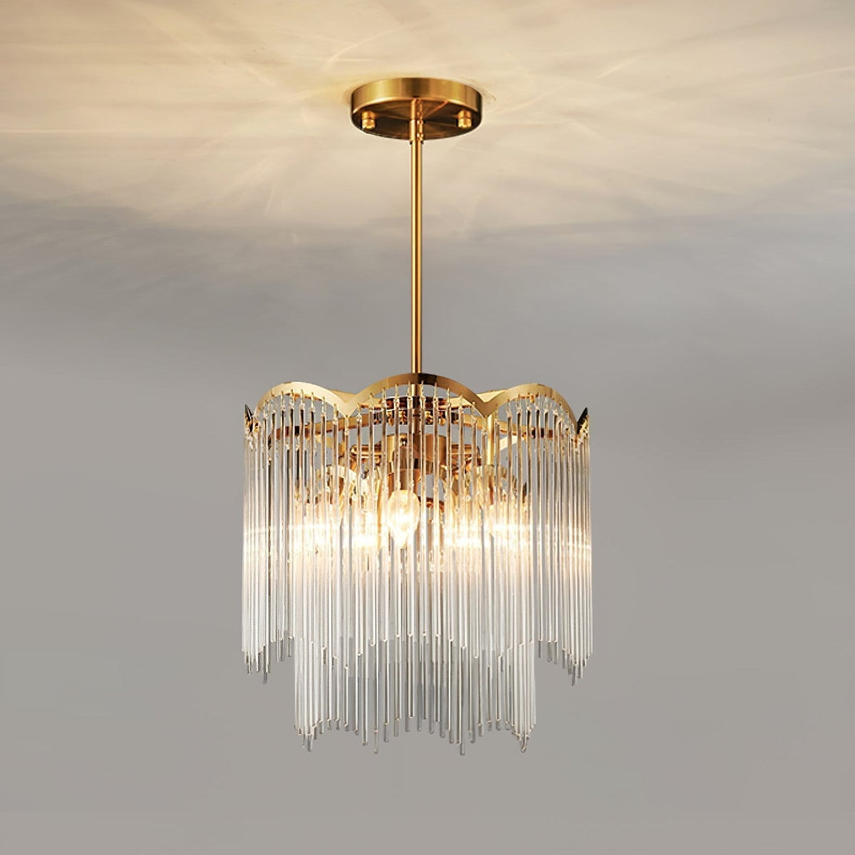Liorivella Chandelier Glass Rod Wave Shape