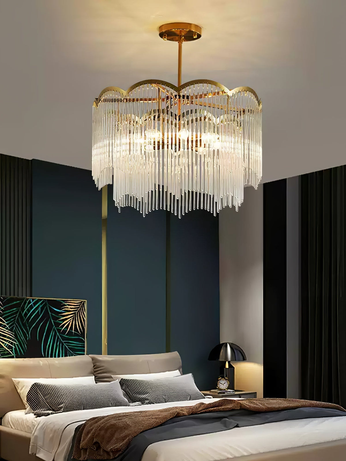 Liorivella Chandelier Glass Rod Wave Shape
